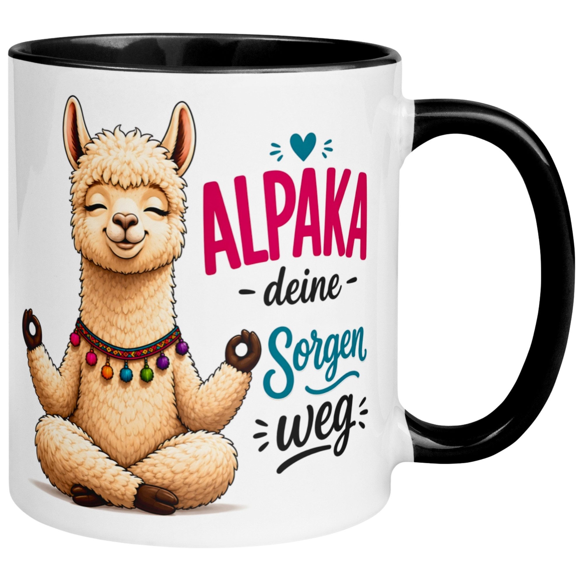 Momentals Tasse Alpaka – „Alpaka deine Sorgen weg“ – Relax Anti Stress Meditation, Gratis Versand · Links-&Rechtshänder · Spülmaschinenfest