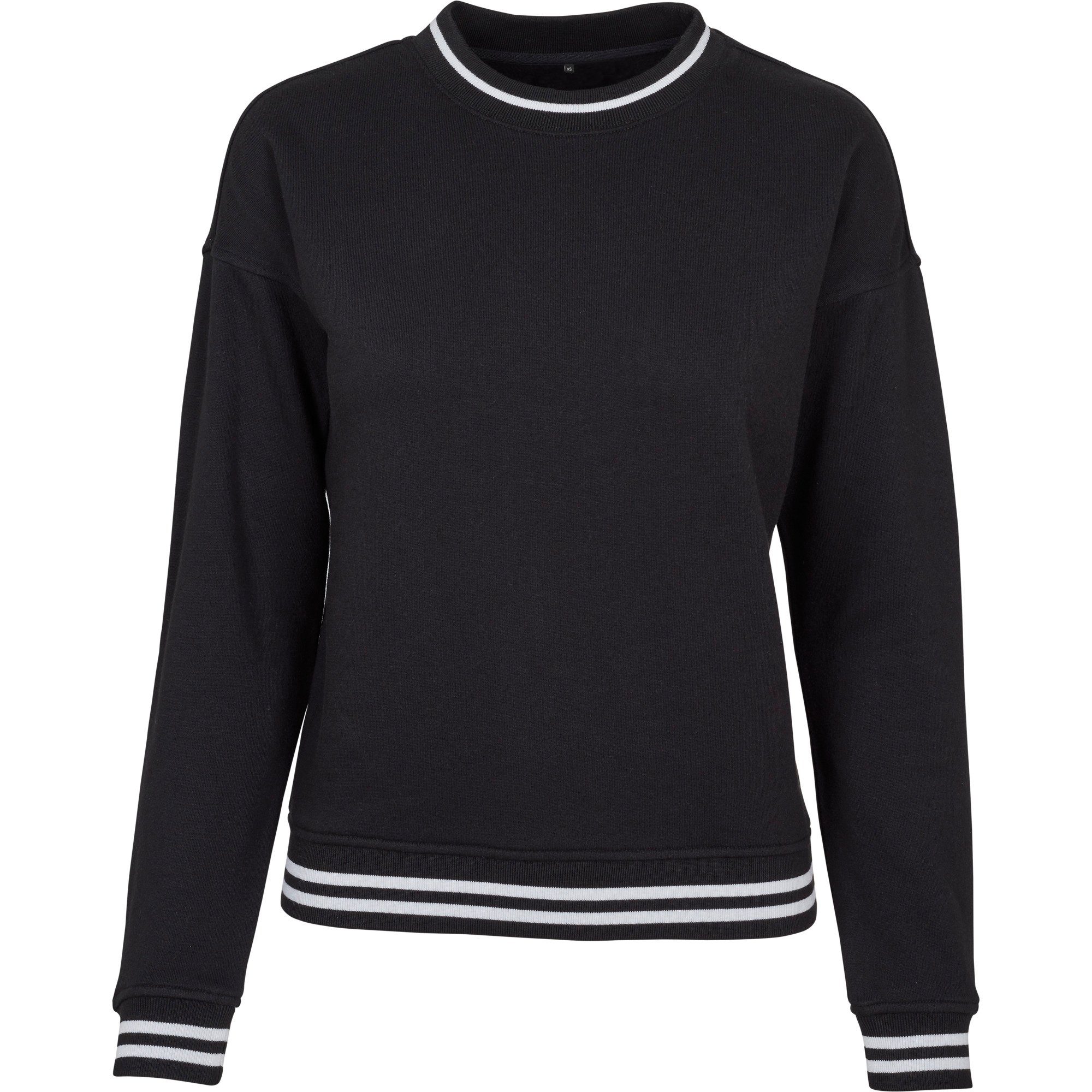 Build Your Brand Sweater Damen / Mädchen Crewneck Sweatshirt in College Optik XS bis 5XL schwarz