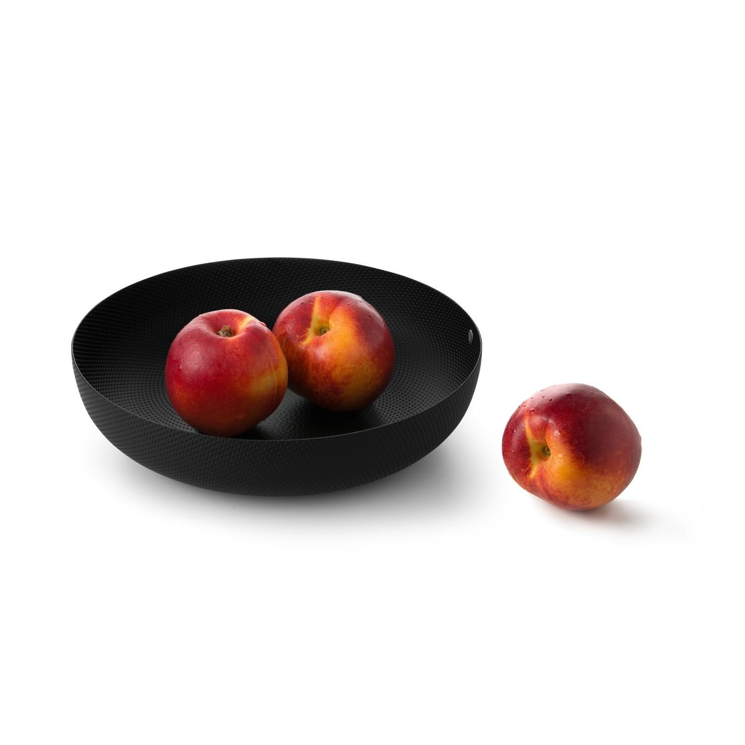 Alessi Obstschale JM17/21 BT Schwarz 21 cm, Epoxidharzbeschichteter Stahl, mit Reliefdekor