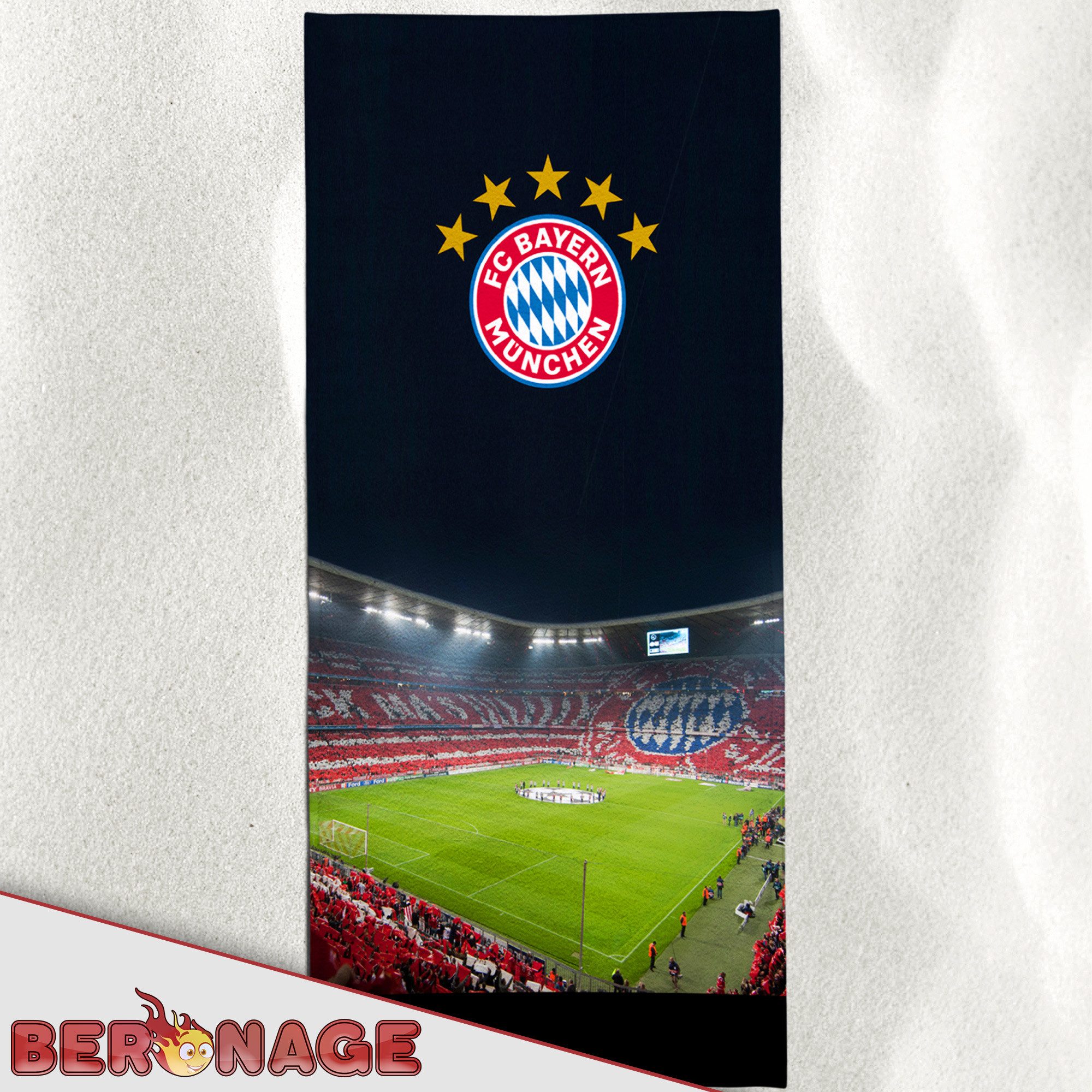 BERONAGE Strandtücher FC Bayern München Badetuch Allianz Arena 75x150 cm Strandtuch Fußball, (1-St), Frottee in Velours-Qualität