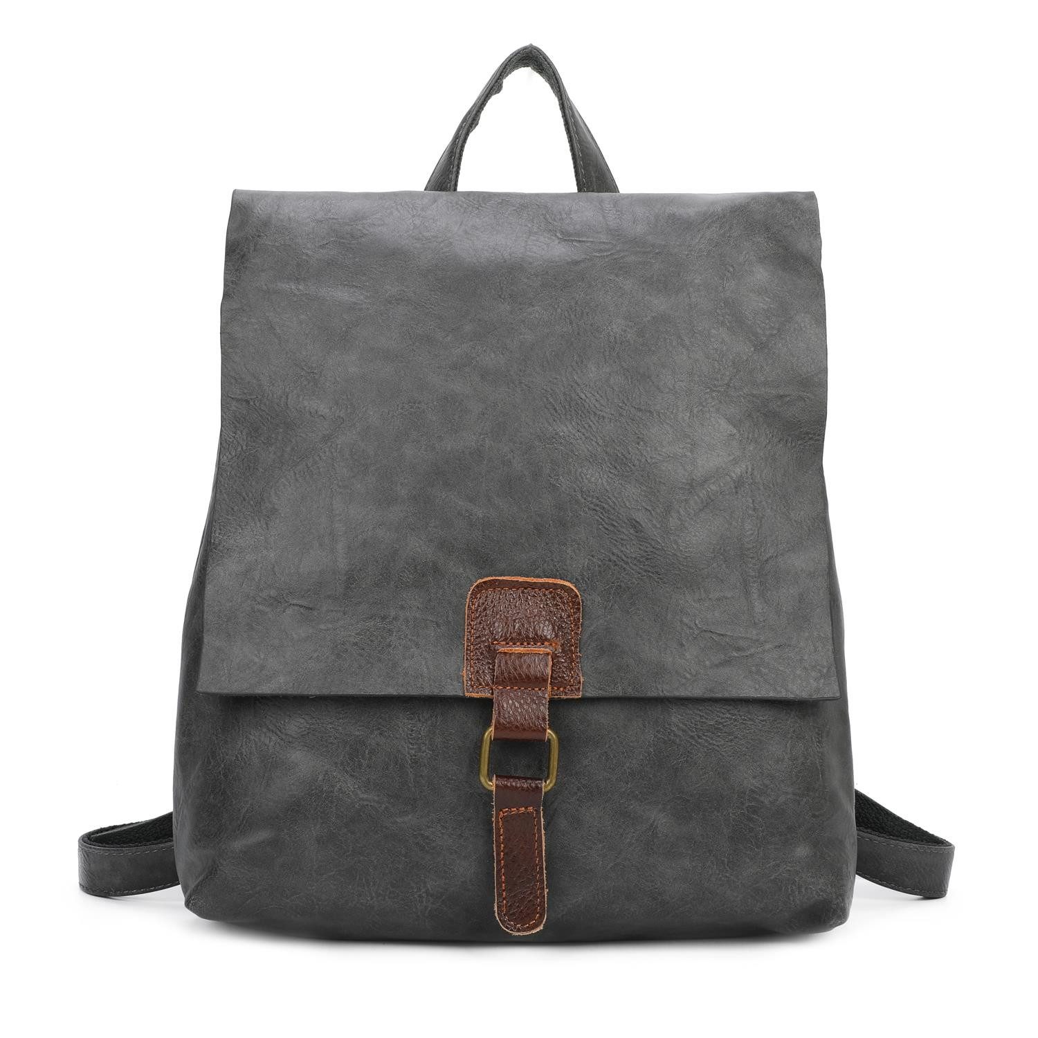 ITALYSHOP24 Rucksack Damen Schultertasche Backpack Umhängetasche CrossBody Leder Optik Bag, Geräumiges Hauptfach, praktische Fächer, komfortabel, leicht & robust