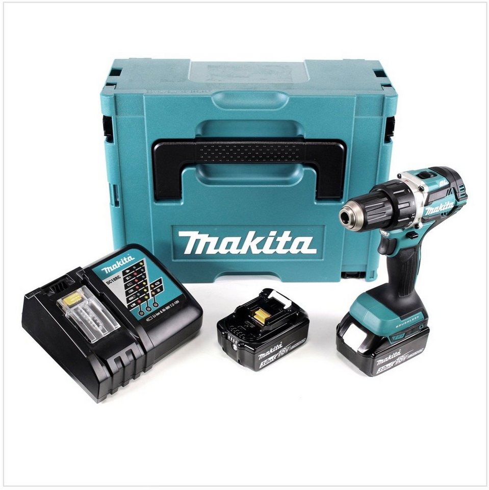 Thumbnail - Makita Säulenbohrmaschine DDF 484 RFJ Akku Bohrschrauber brushless 18V 54Nm + 2x Akkus 3,0Ah +