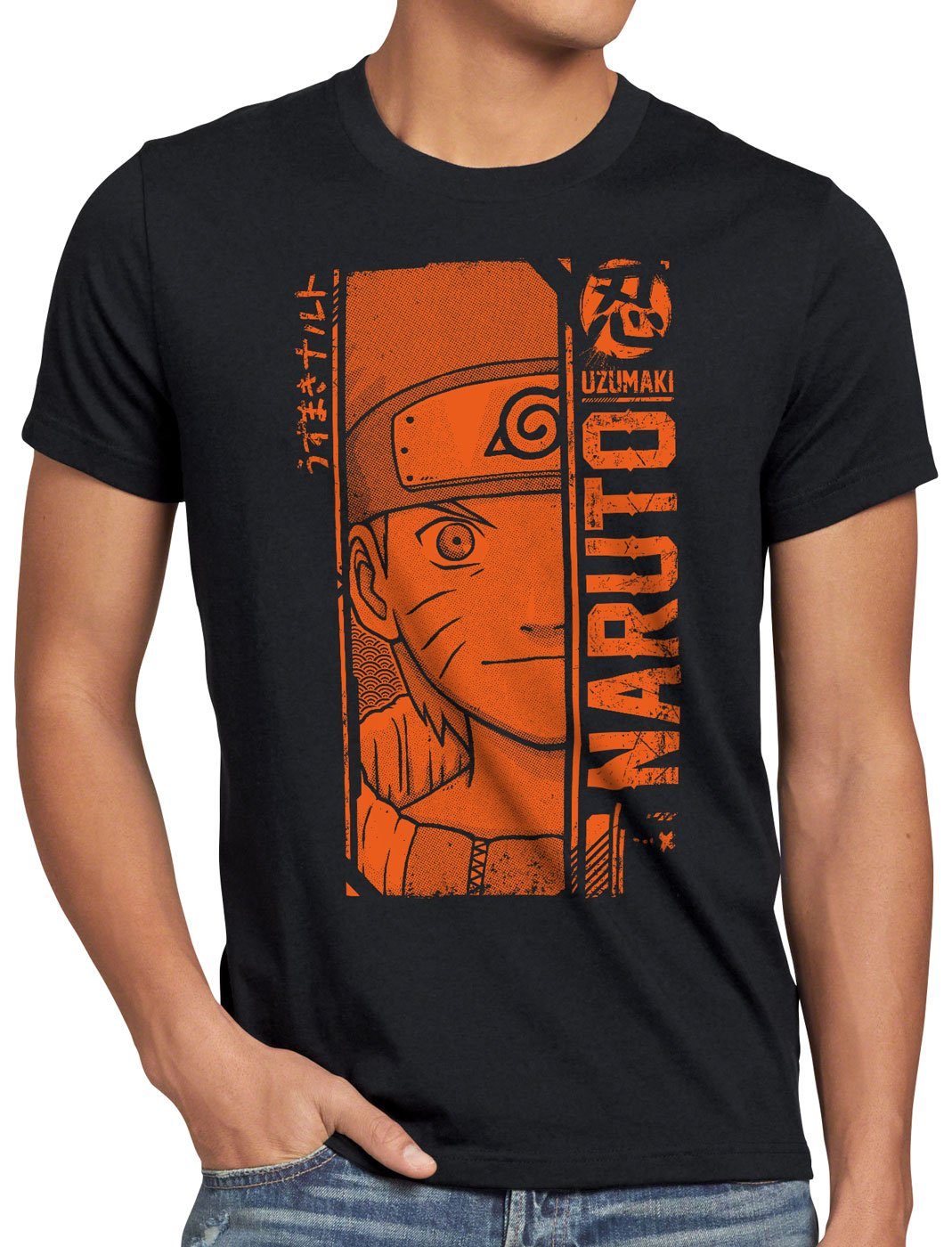 style3 Print-Shirt Herren T-Shirt Uzumaki Orange ninja anime manga cosplay kakshi hatake