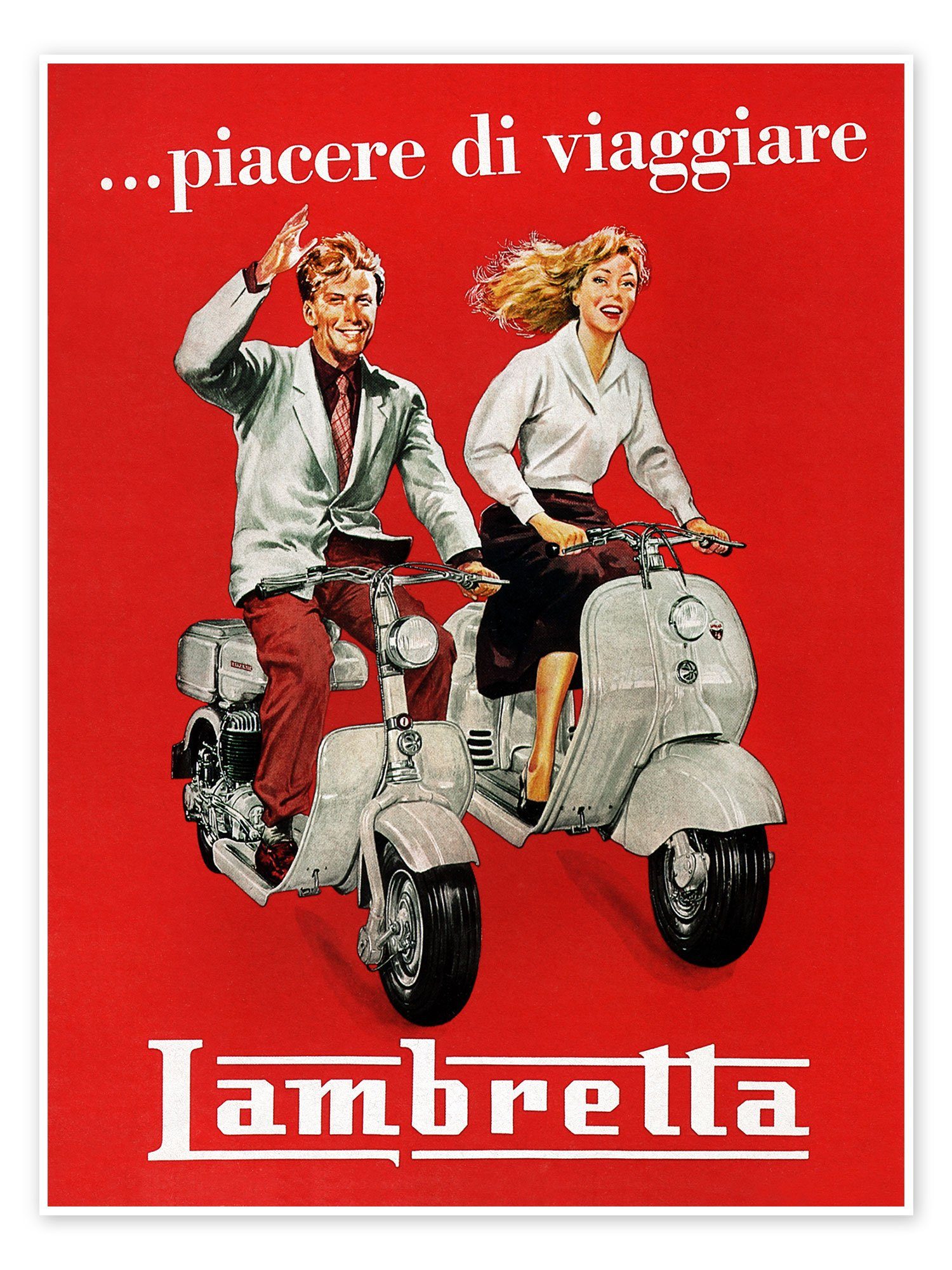 Posterlounge Poster Bridgeman Images, Lambretta - Reisevergnügen, 1950, Vintage