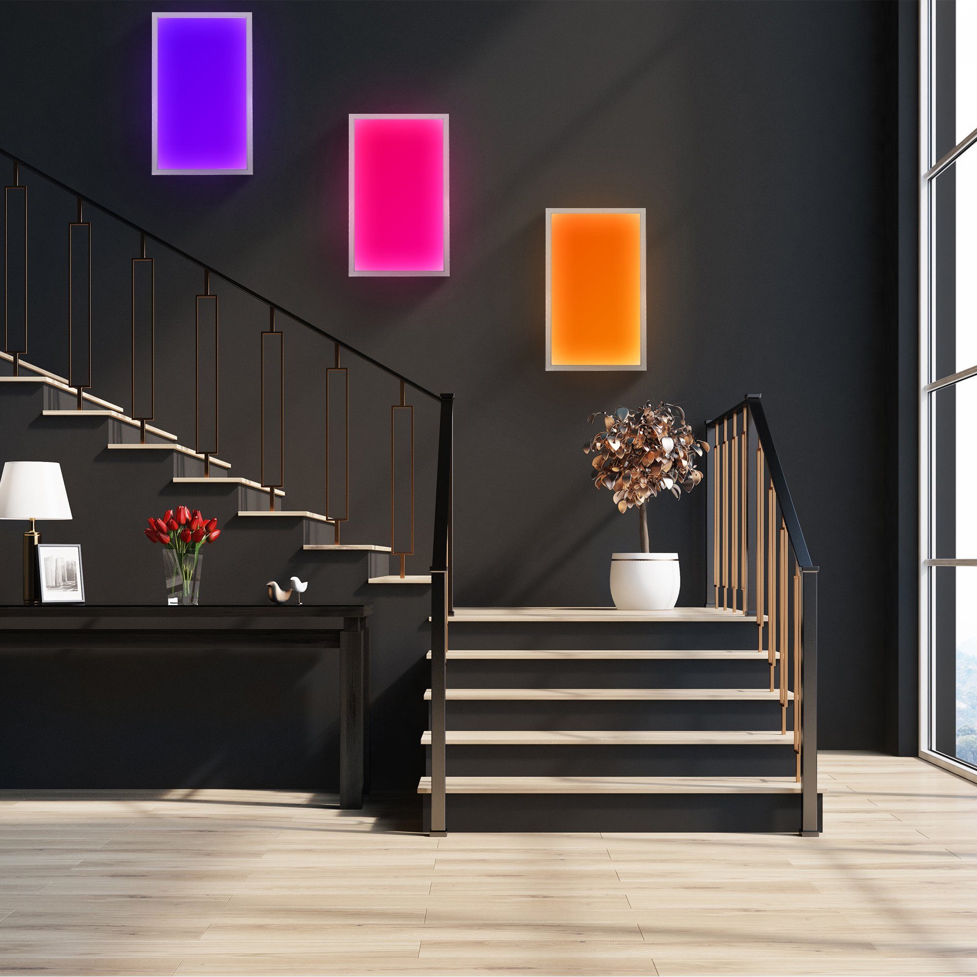 LED dimmbar, Farbtemp. B.K.Licht fest Fernbedienung Deckenleuchte, Panel, integriert, einstellbar, RGB, stufenlos