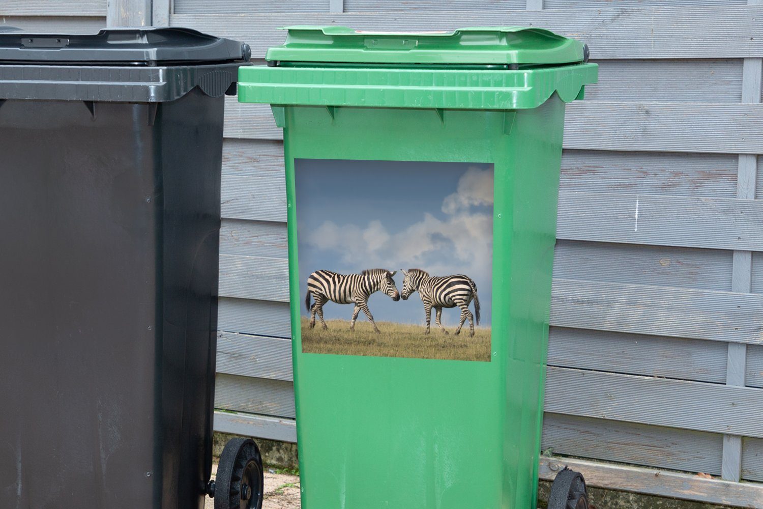 Abfalbehälter (1 Verliebte Sticker, MuchoWow Container, St), Zebras Wandsticker Mülleimer-aufkleber, Mülltonne,