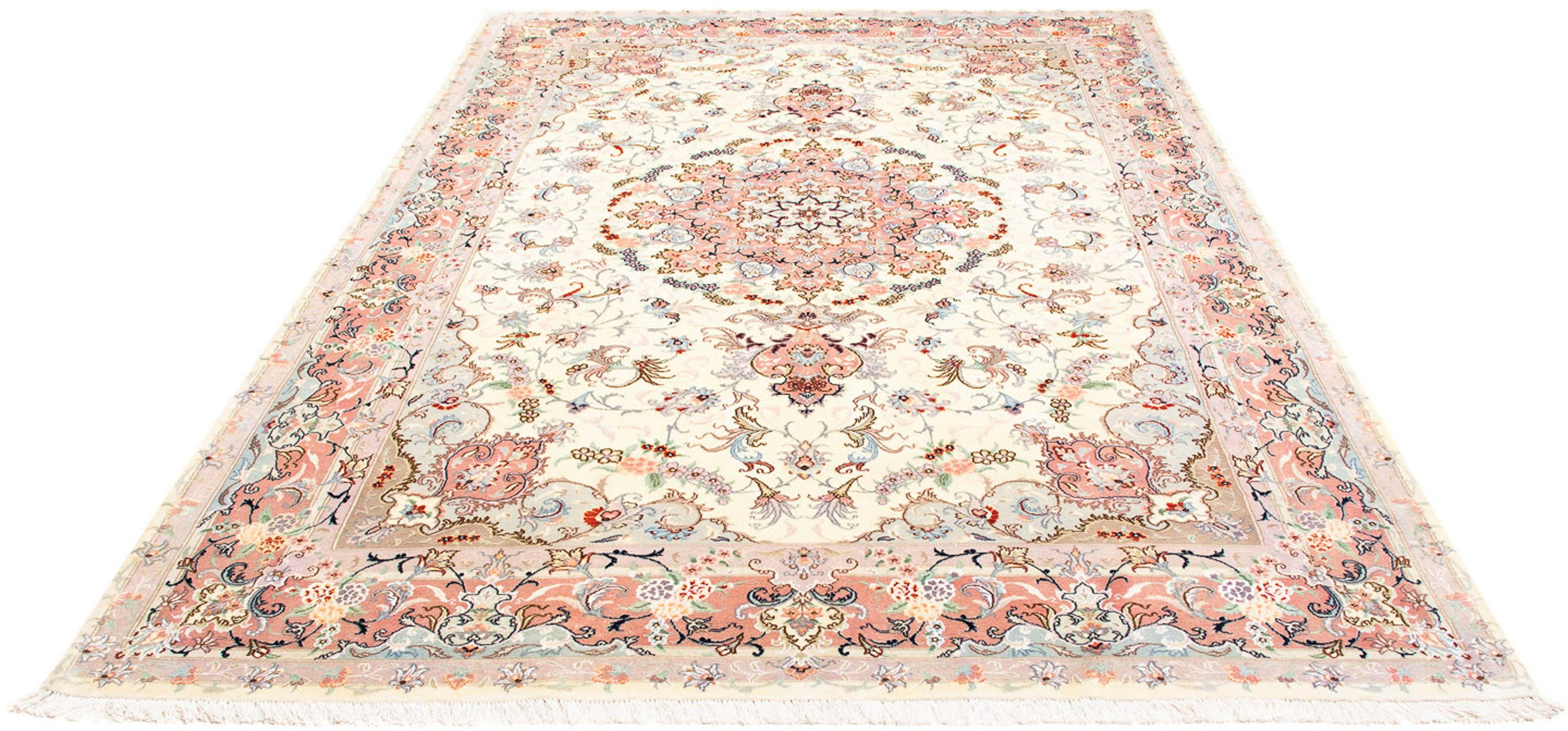 Orientteppich Perser - Täbriz - 292 x 195 cm - beige, morgenland, rechteckig, Höhe: 10 mm, Wohnzimmer, Handgeknüpft, Einzelstück mit Zertifikat