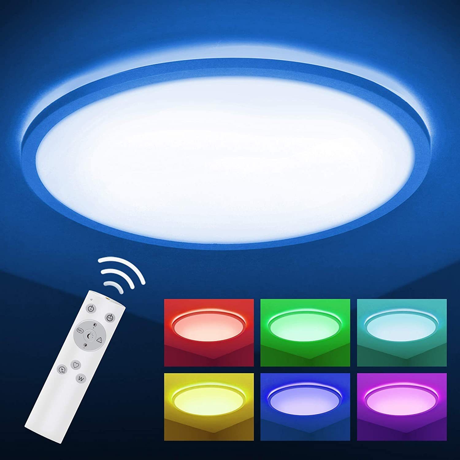 vergleichen Daskoo Deckenleuchte LED Deckenlampe fest Farbwechsel integriert, RGB Ø45cm RGB,Warmweiß, Fernbedienung, Deckenleuchte mit LED Farbwechsel