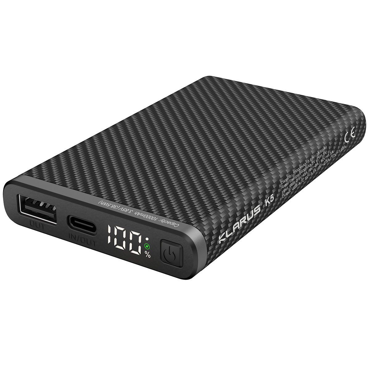 Klarus LED Stirnlampe Carbon Powerbank mit 10000mAh
