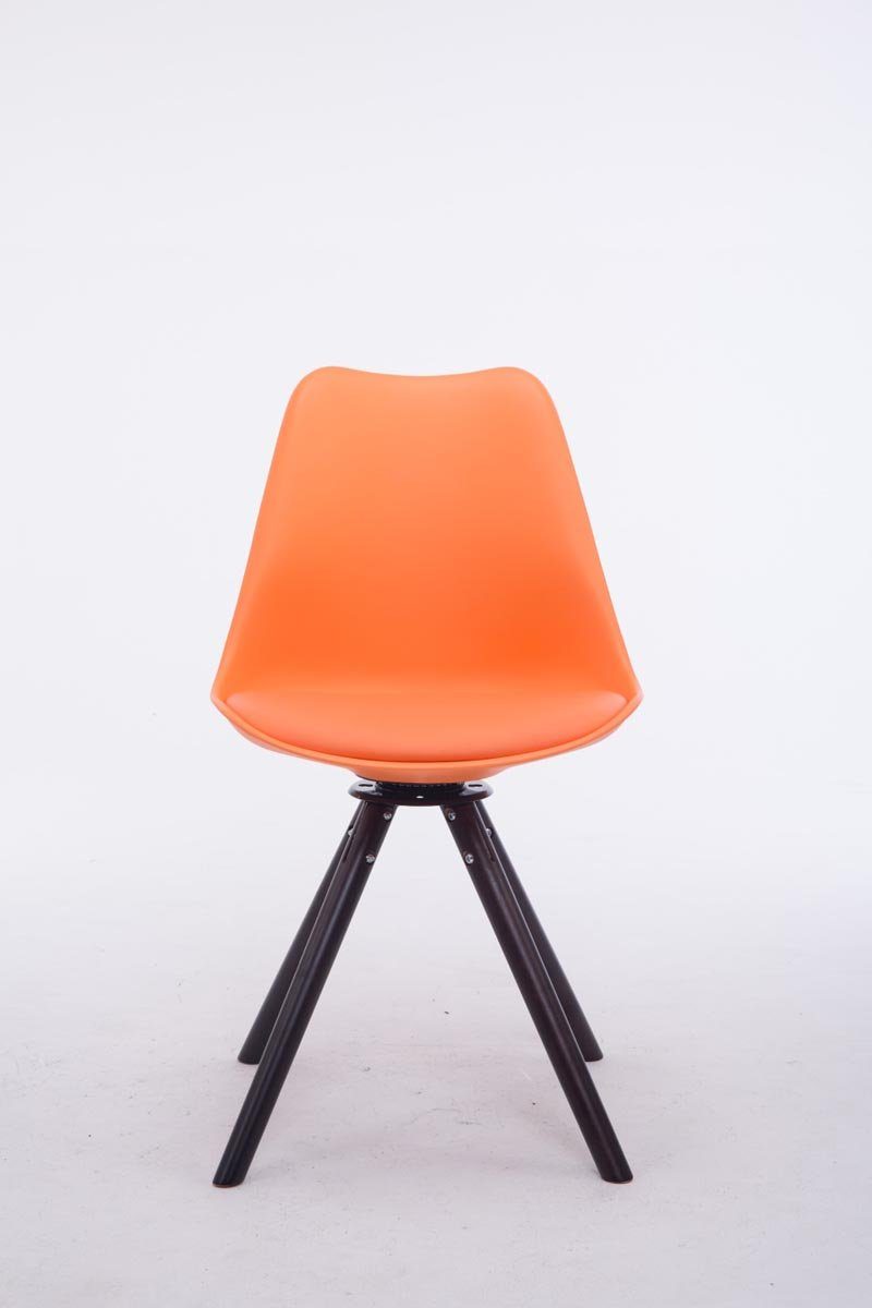 TPFLiving Besucherstuhl Troll mit hochwertig Kunstleder Sitzfläche: Gestell: orange - - Walnuss Konferenzstuhl rund - Buchenholz Sitzfläche Esszimmerstuhl (Küchenstuhl gepolsterter - Wohnzimmerstuhl)