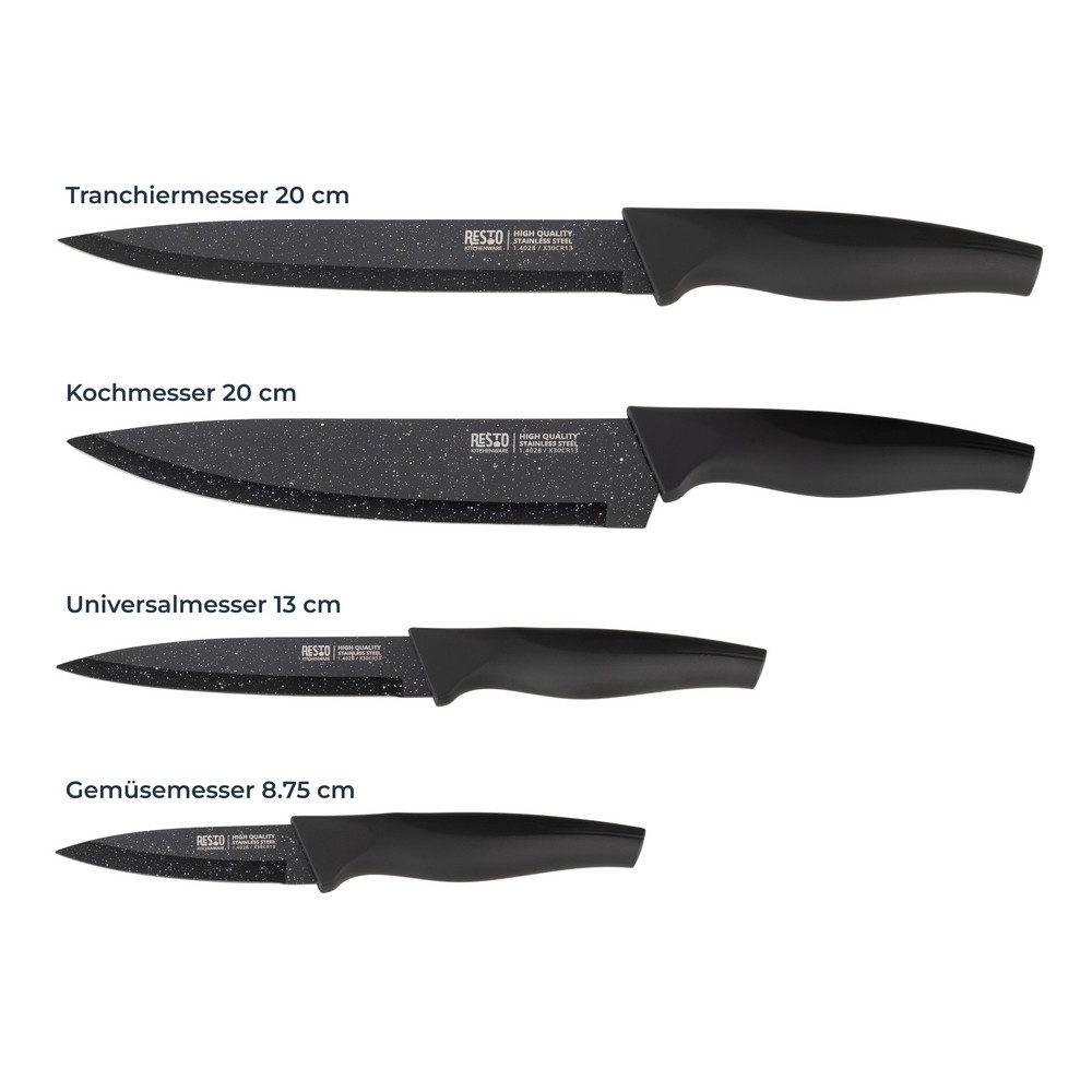 RESTO Kitchenware Messer-Set Leo, Edelstahlmesser 4-teilig in Magnet-Geschenkbox (Set, 4-tlg), Kochmesser, Tranchiermesser, Universalmesser, Gemüsemesser