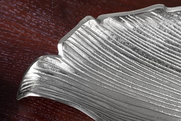riess-ambiente Dekoschale ABSTRACT LEAF 64cm silber (1 St), Metall · im Blattdesign · Obstschale · Handarbeit · Accessoire