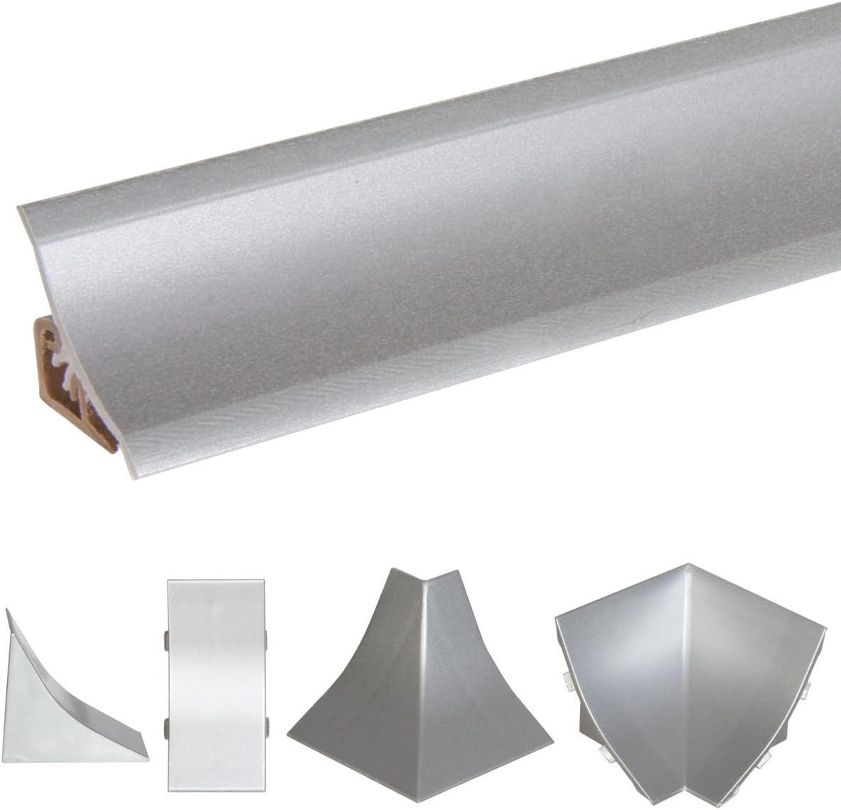 HOLZBRINK Abschlussleiste HOLZBRINK Küchenabschlussleiste Küchenleiste Alu silber 23x23mm 50 cm, selbstklebend, PVC, 1-St., Alu silber Wandabschlussleiste Arbeitsplatten 23x23mm 50 cm