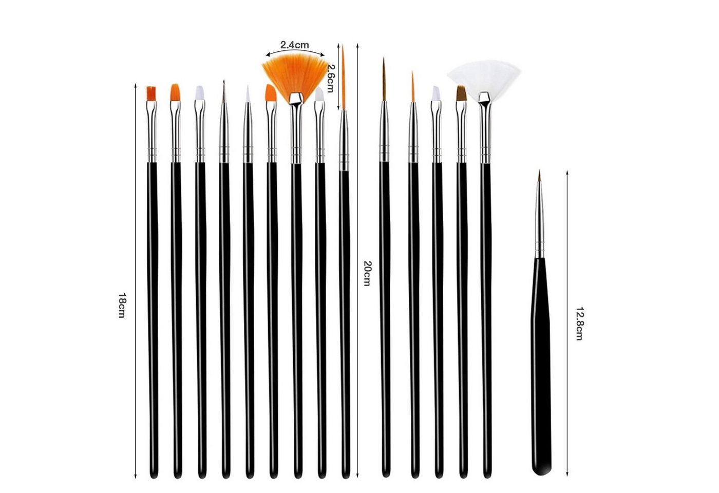 Thumbnail - Heyork Pinsel 15 Stück Nagel Pinsel Set für Gelnägel UV-Gel Nageldesign Nail Art DIY