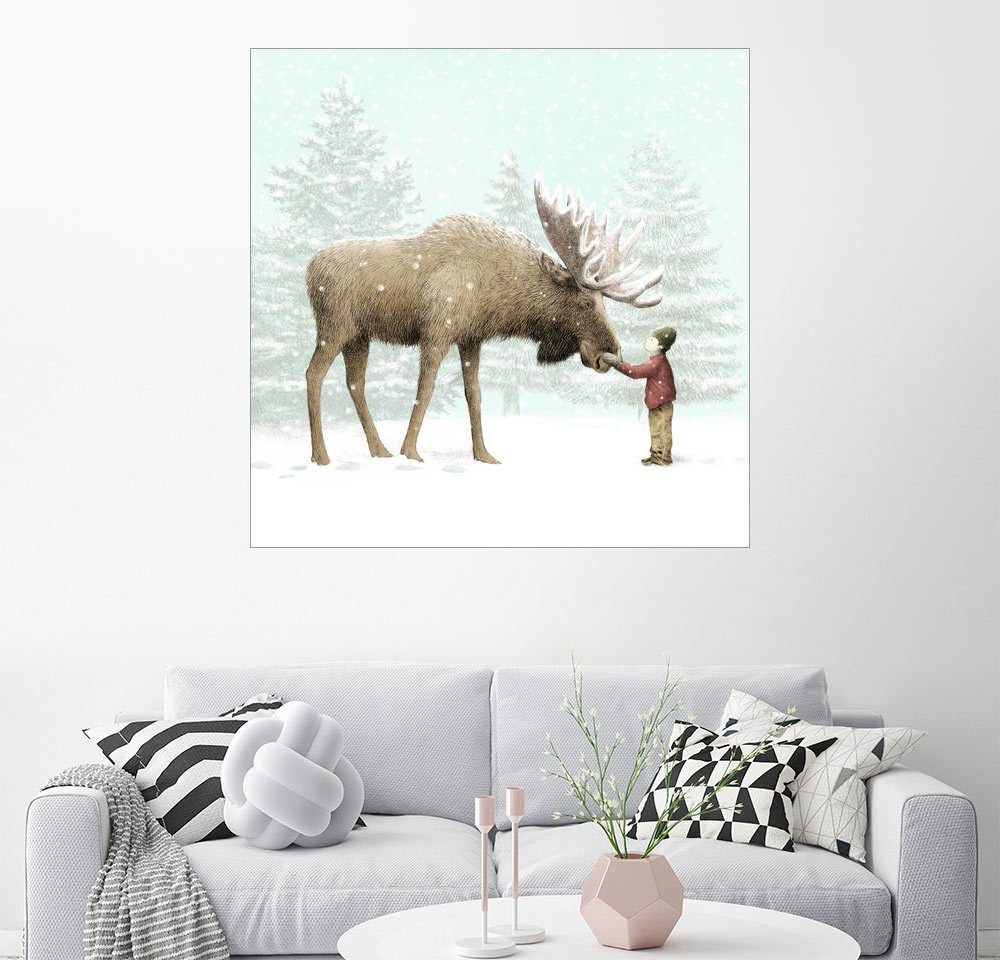 Posterlounge Wandbild, PremiumPoster Winter Elch OTTO
