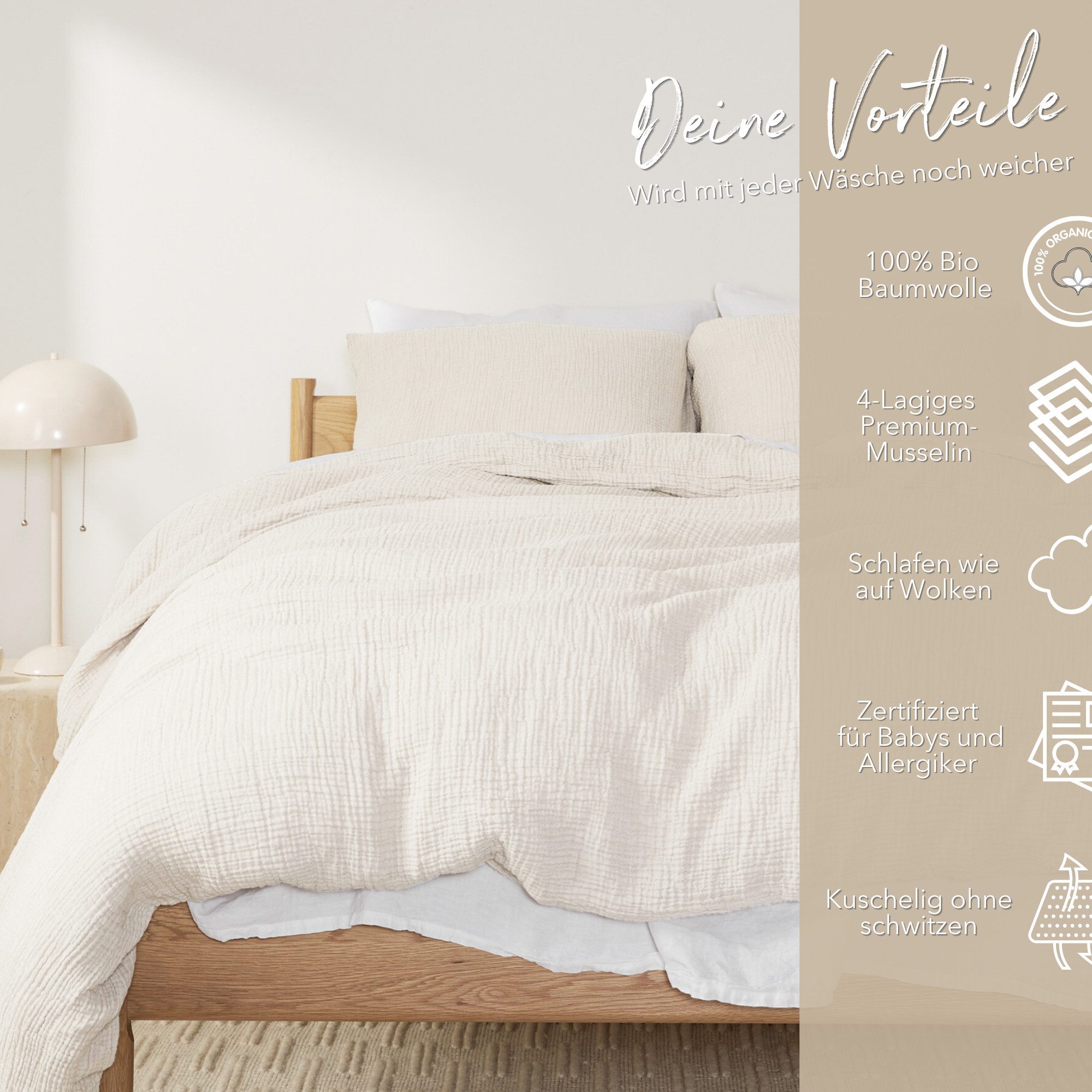 blanketino Bettwäsche Bettbezug Set aus 100% Musselin Bio-Baumwolle, atmung günstig online kaufen