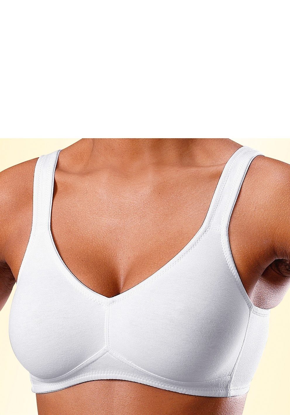 petite fleur by Lascana Entlastungs-BH, BH ohne Bügel, Baumwoll BH (Packung, 2 Stück) mit breiten Trägern, große Größen, bequemer BH – Bild 5 von 5