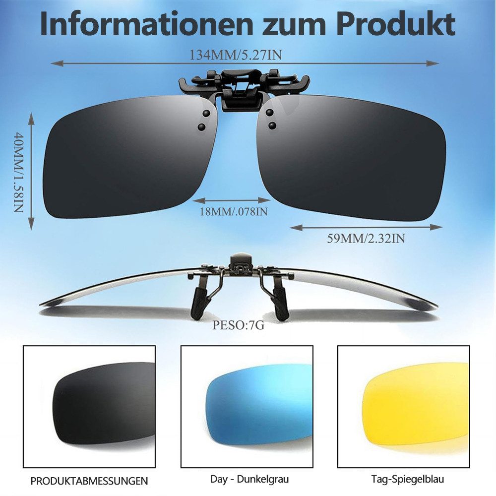 MOPUEA Sonnenbrille 3 St Polarisierte Sonnenbrillengläser Clip-on-Gläsern,mit UV400-Schutz (3-St)