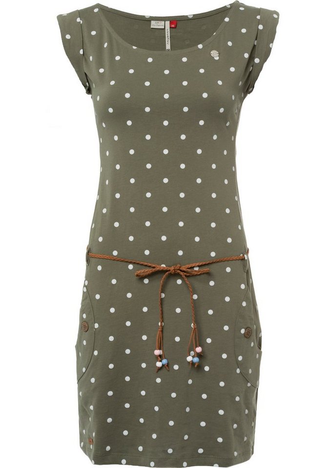 Ragwear Shirtkleid »TAG DOTS« (2-tlg., mit abnehmbarem Gürtel) mit Polka-Dots-Allover-Print in grün
