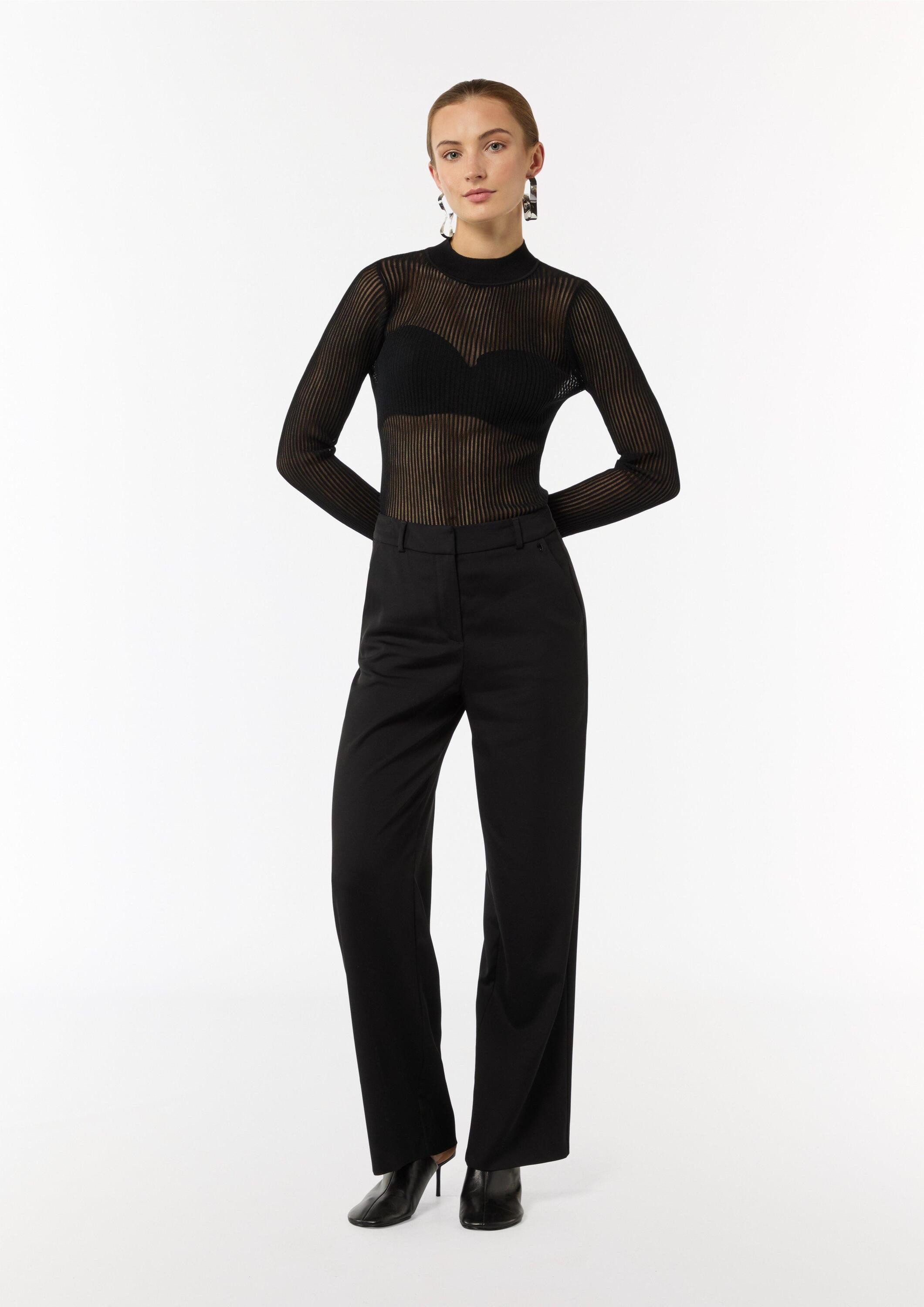 comma Longpullover Strickpullover Strickpullover mit Rippstruktur