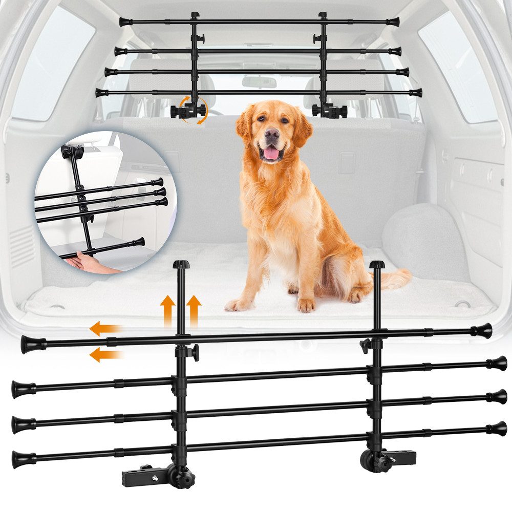 PRIISF Trennnetz Hundegitter Auto SUV Trenngitter Schutzgitter Gepäckgitter Kofferraum, verstellbare Hundesicherung Universal Fit für Kombi, Vans, PKW, KFZ