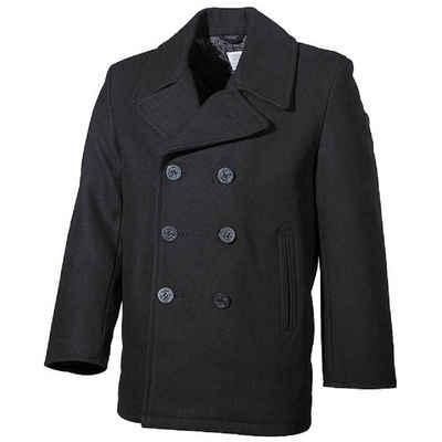 MFH Kurzmantel US Pea Coat, schwarz, mit schwarzen Knöpfen - L Knöpfen mit Ankersymbol