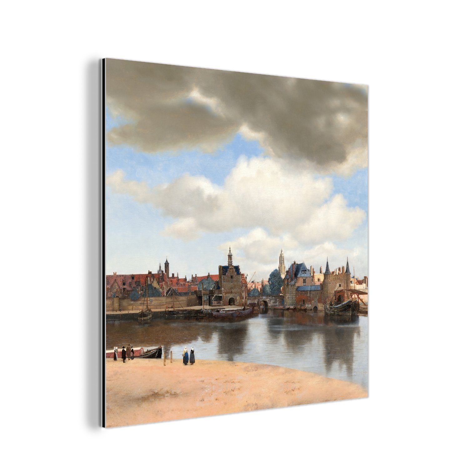 Metall, Alu-Dibond-Druck, - Metallbild MuchoWow St), Aluminium (1 deko Johannes von Delft Vermeer, Ansicht Gemälde Gemälde aus von