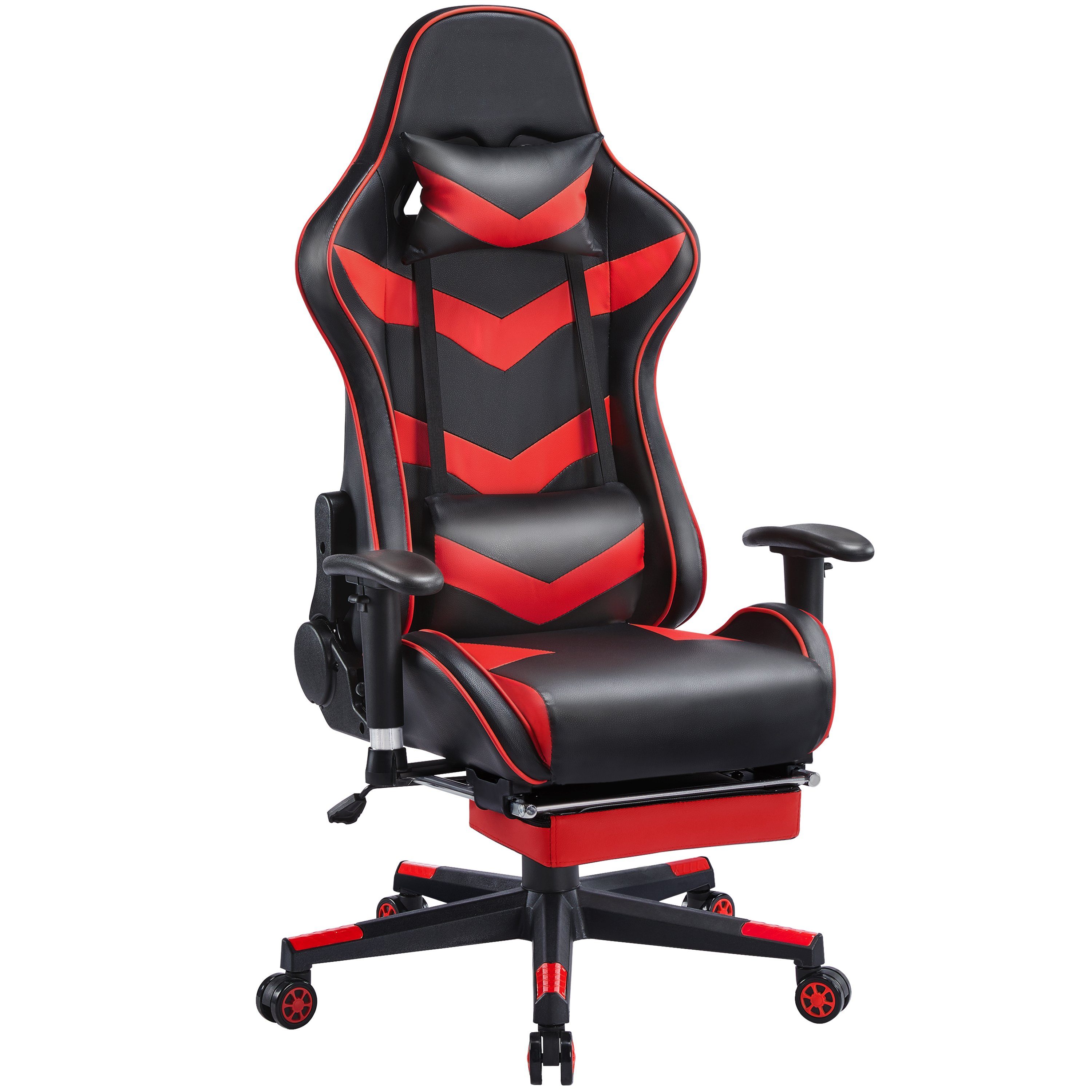 Gaming Yaheetech einstellbaren Schwarz/Rot Stuhl Chair, Armlehnen Gaming mit