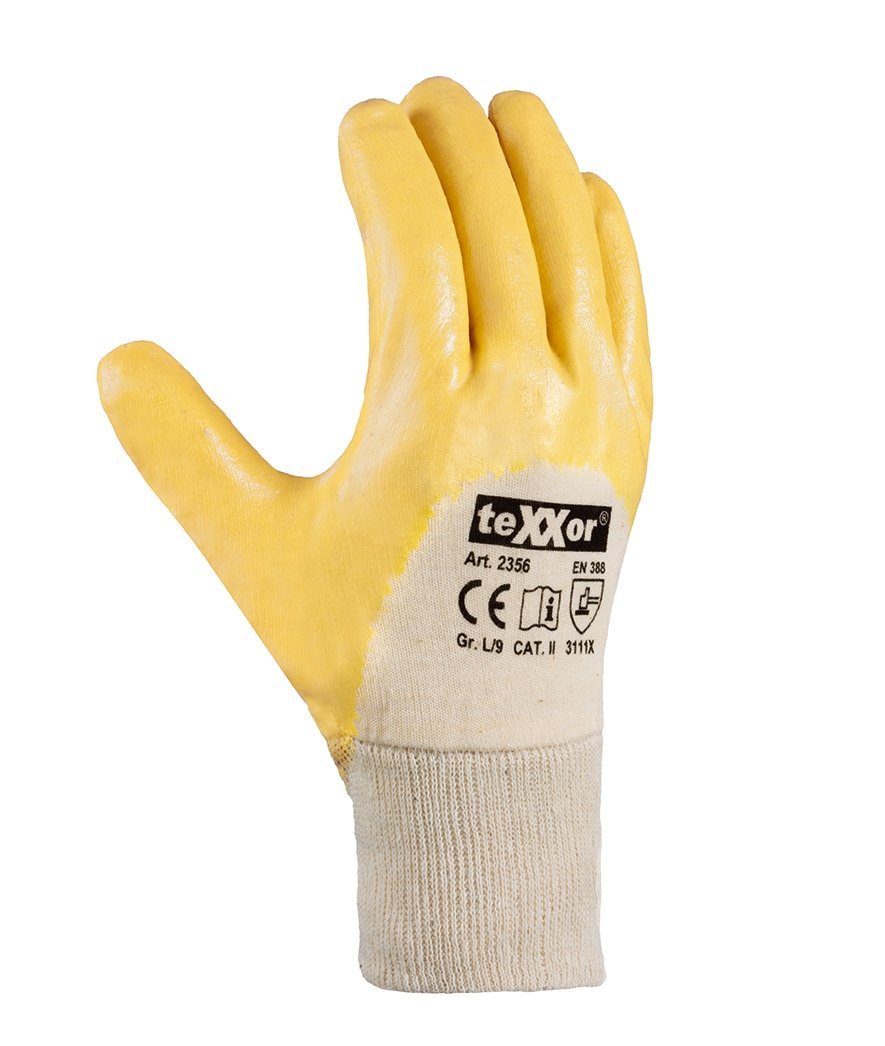 teXXor Arbeitshandschuh-Set teXXor 12 Paar 2356 Nitril-Sicherheits-Handschuhe Schutzhandschuhe, Arbeitshandschuhe, Baumwolle ¾ Nitril-Beschichtung