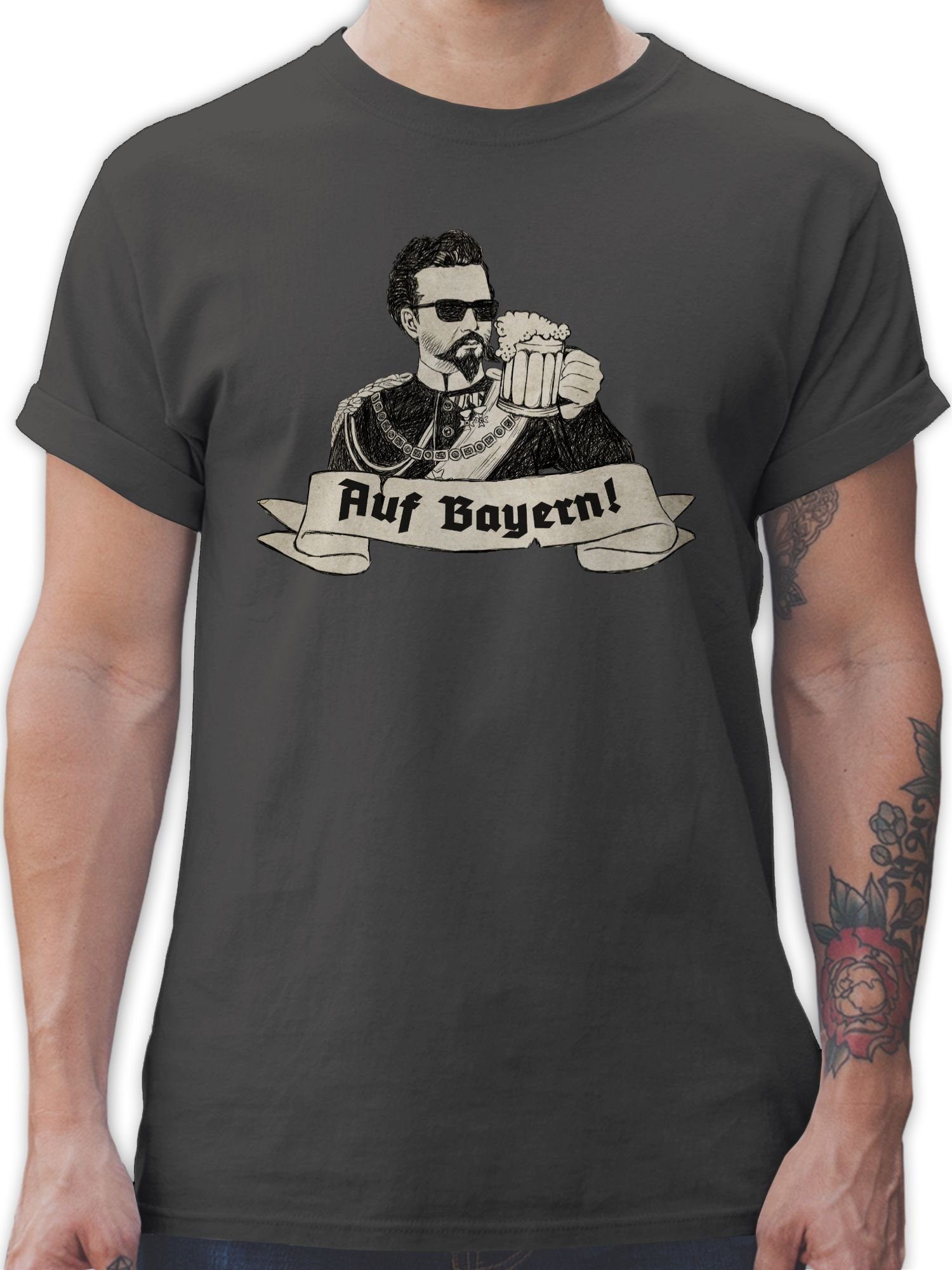 Shirtracer T-Shirt König Ludwig Bayern - Auf Bayern Prost Mode für Oktoberfest Herren 01 Dunkelgrau | T-Shirts