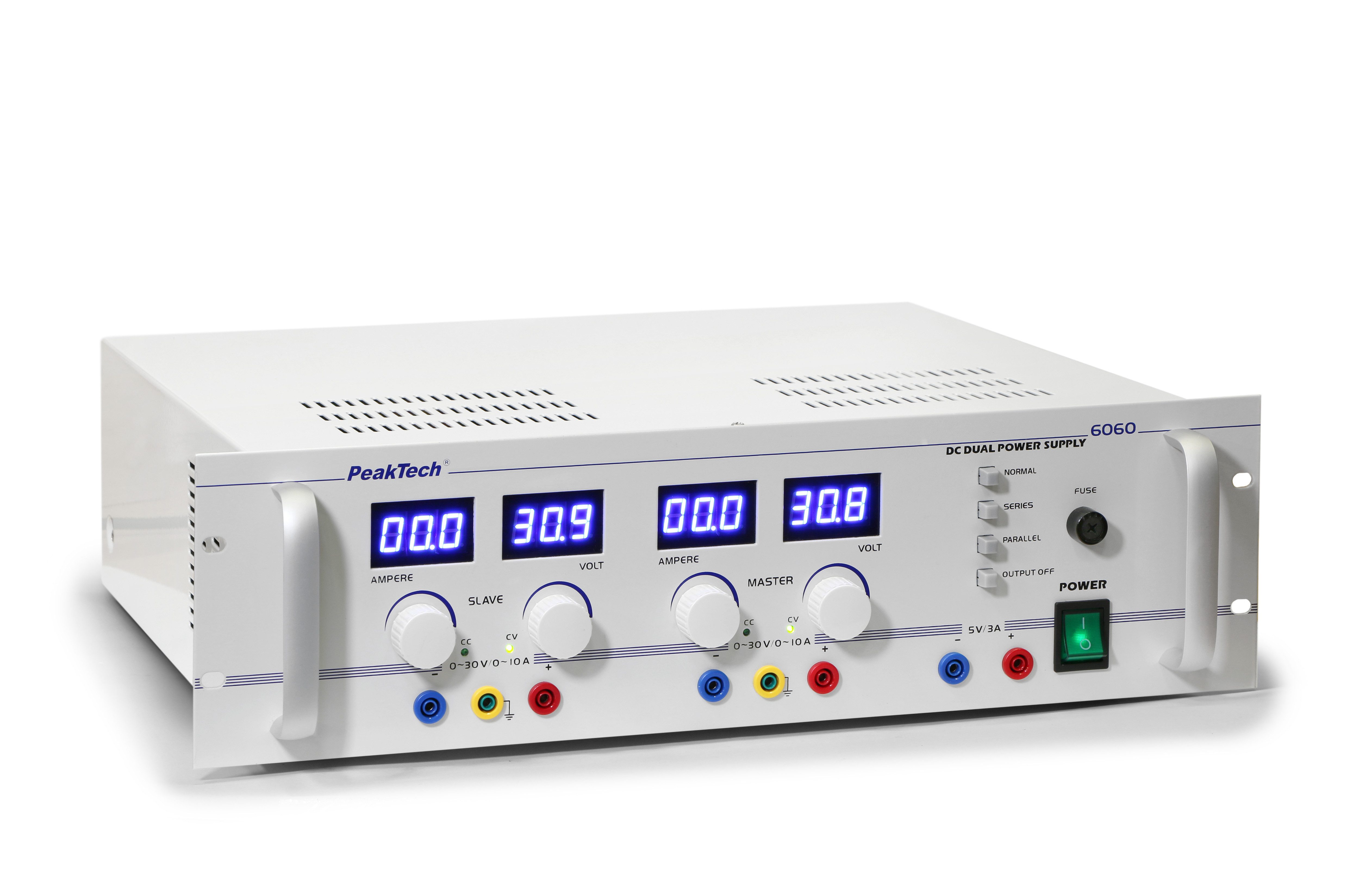 PeakTech 30 V 5 V 10 A 3 A Stabilisiertes Doppel-Netzteil Labor-Netzteil