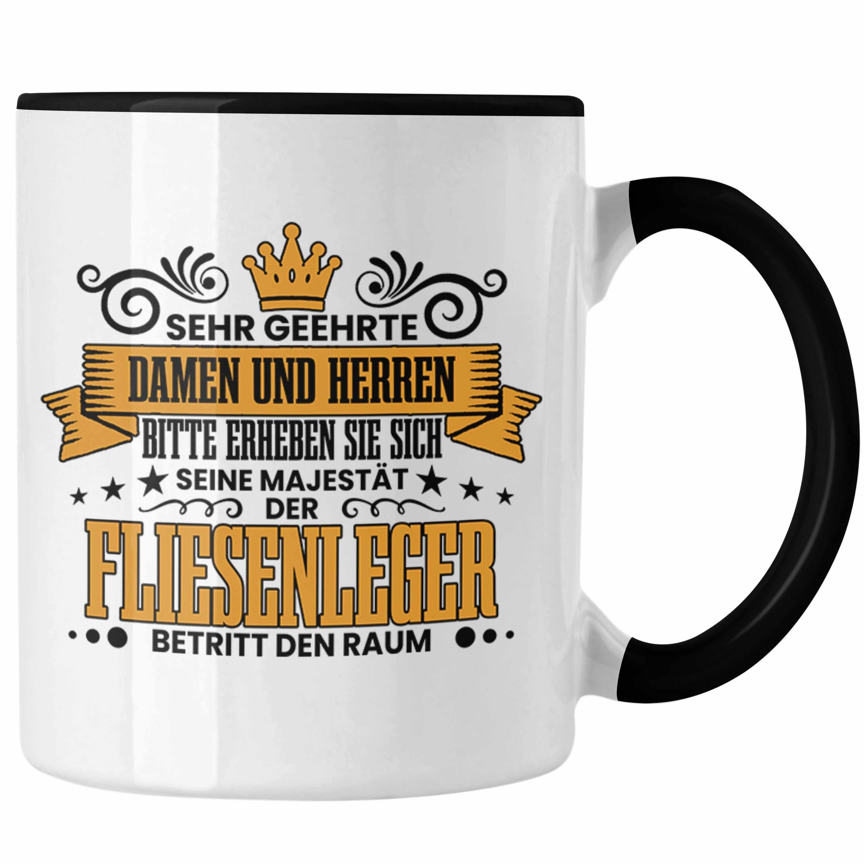 Trendation Tasse Fliesenleger Tasse Geschenk Spruch Geschenkidee Sehr Geehrte Damen und Schwarz