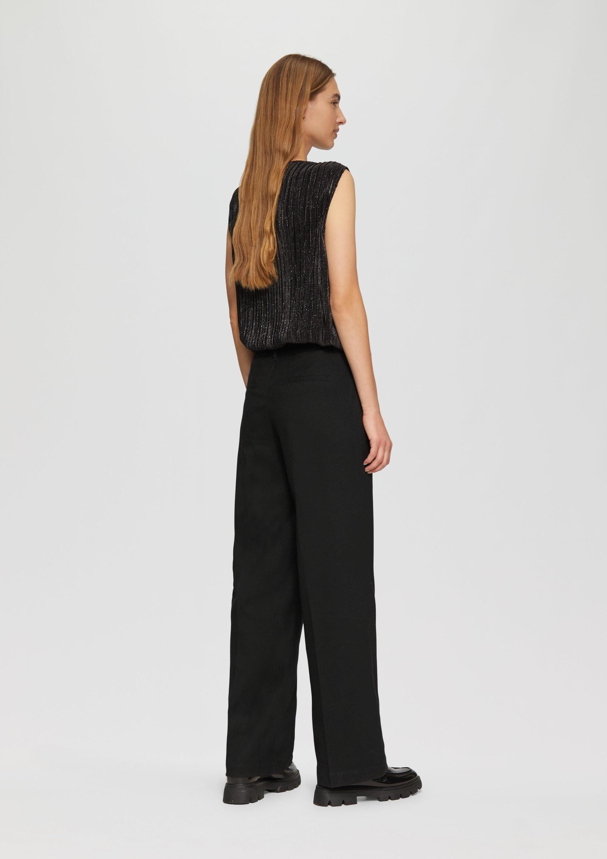 s.Oliver Chinos Hose Stoffhose mit Wide Leg und Bügelfalten