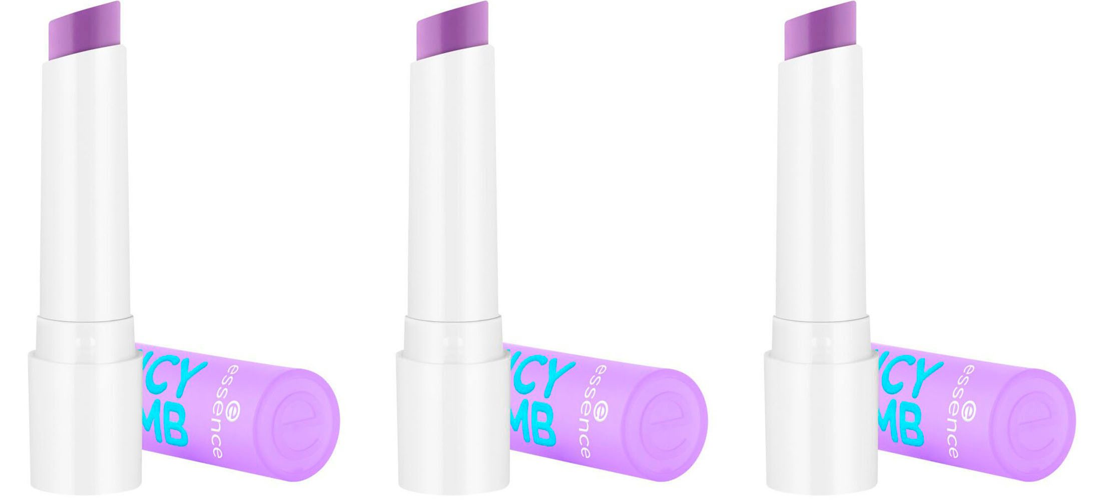 Essence Lippenbalsam JUICY BOMB glossy butter balm, 3-tlg., mit fruchtigem Duft