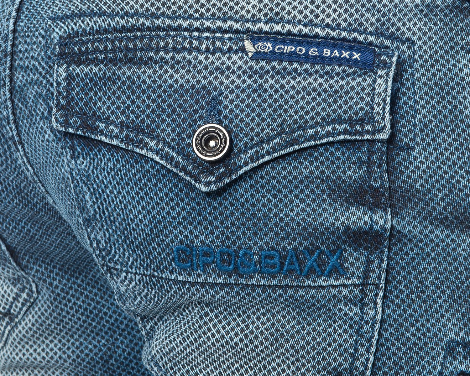 Cipo & Baxx Cargojeans Herren im Design Ausgefallenes weicher Cargo Cargo und stylischen blau Stoffmuster Jeans Tragekomfort Hose