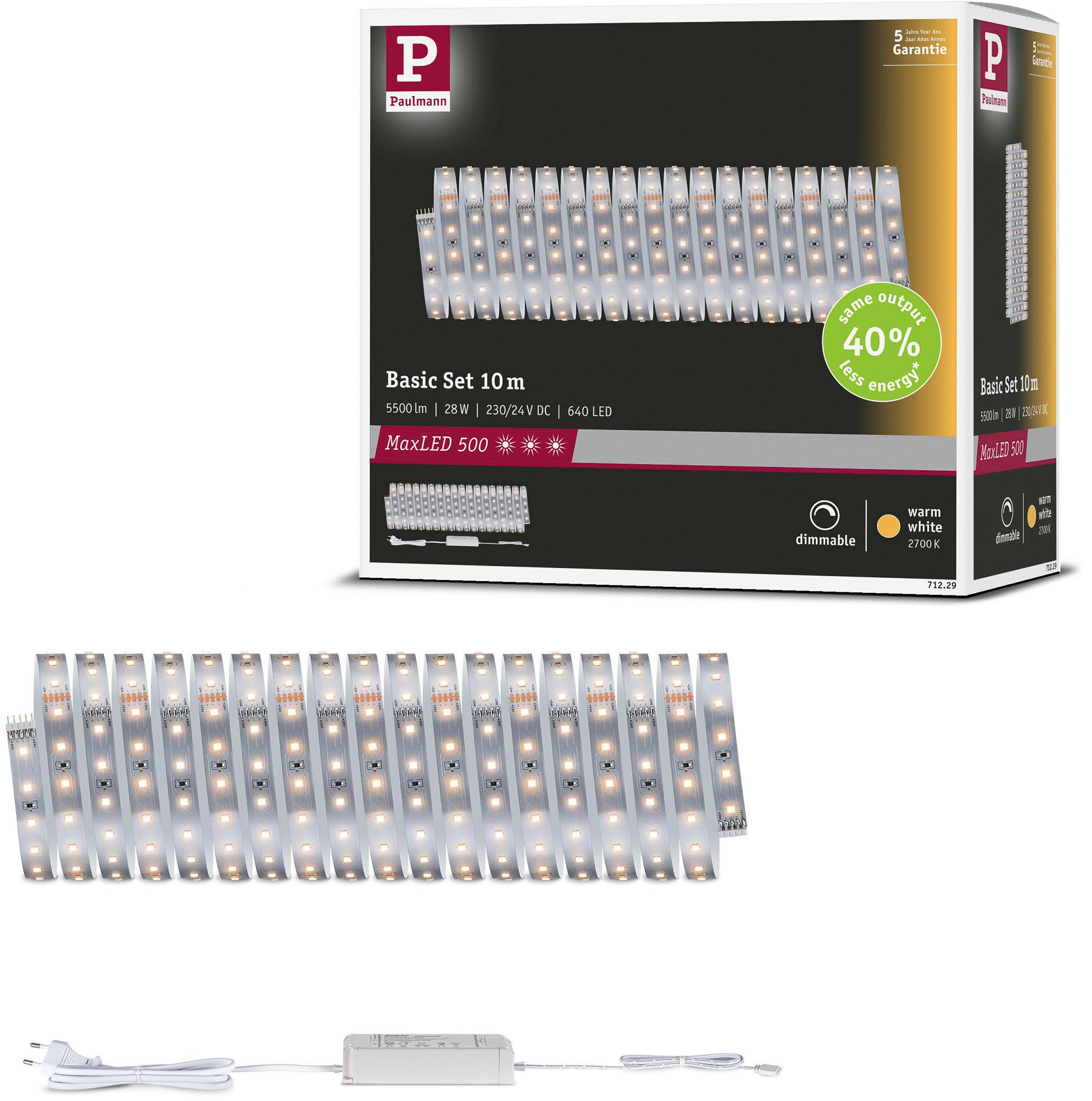 Paulmann LED-Streifen MaxLED 500 LED Strip Warmweiß Basisset
