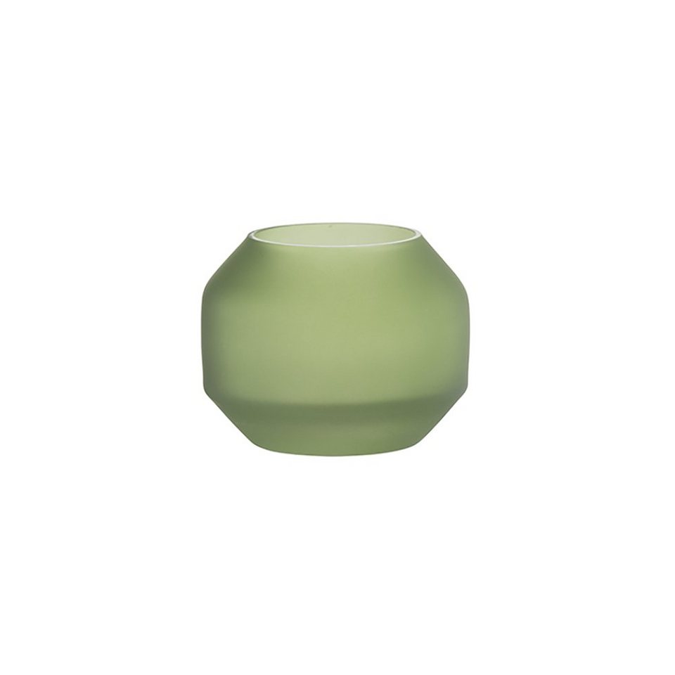 Fink Kerzenständer FINK Teelichthalter, Vase EILEEN grün - matt H.9cm D.11  cm | Teelichthalter
