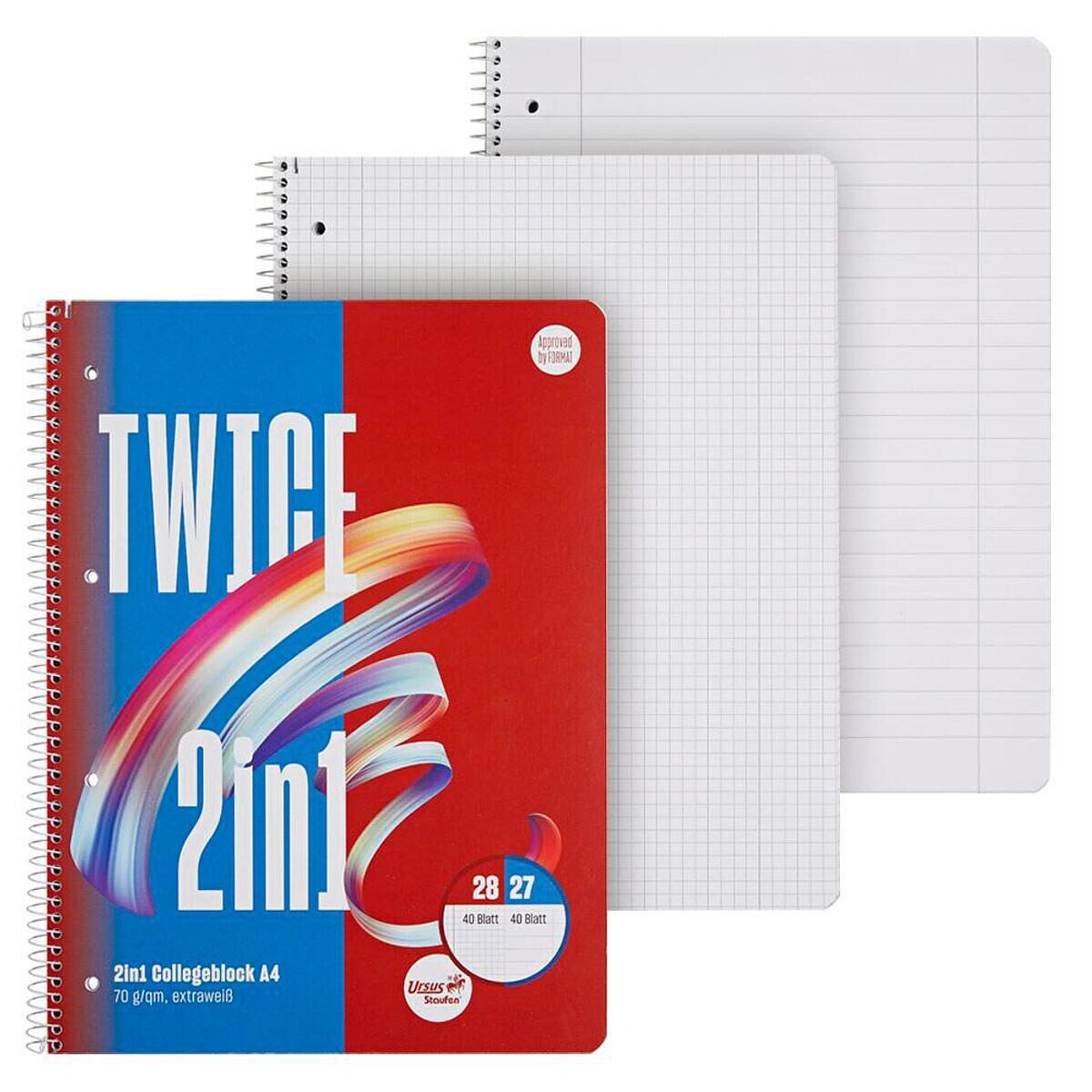 Staufen Schulheft Staufen Collegeblock A4 Twice 2in1 – 80 Bl. lin.+kar.