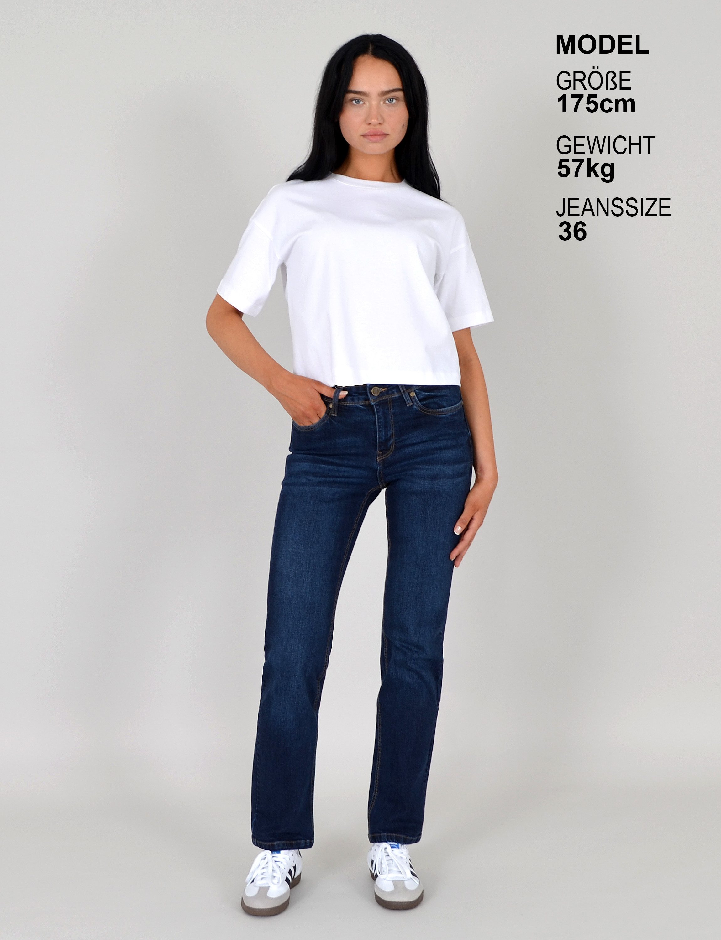ESRA Straight-Jeans Damen Straight Leg Jeans hohe Leibhöhe Stretch-Jeans Regular Jeans G6 High Waist Straight Fit Jeans Damen Regular Hose bis Übergröße