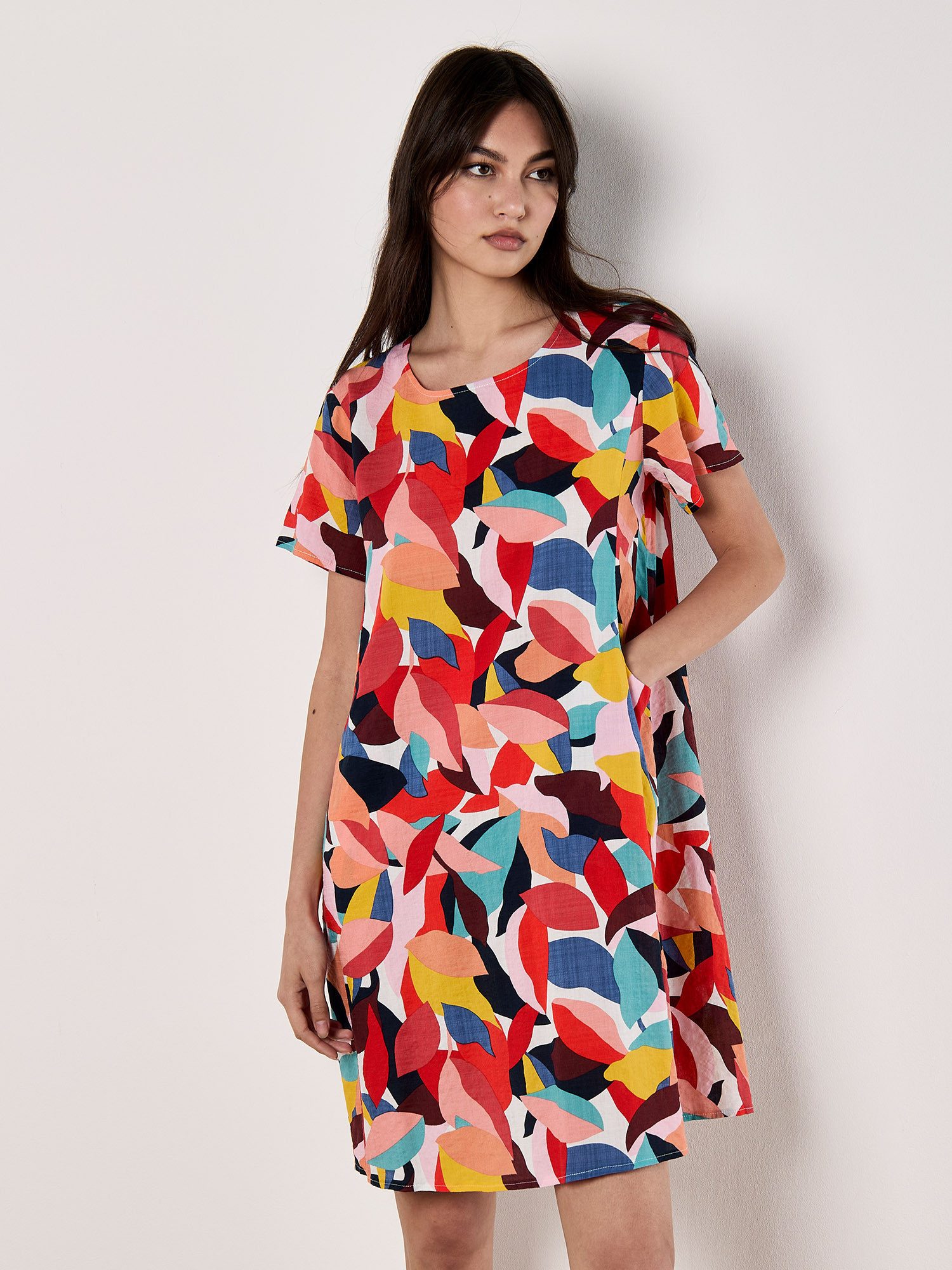 Apricot Minikleid Cocoon-Kleid mit Multicolor günstig online kaufen