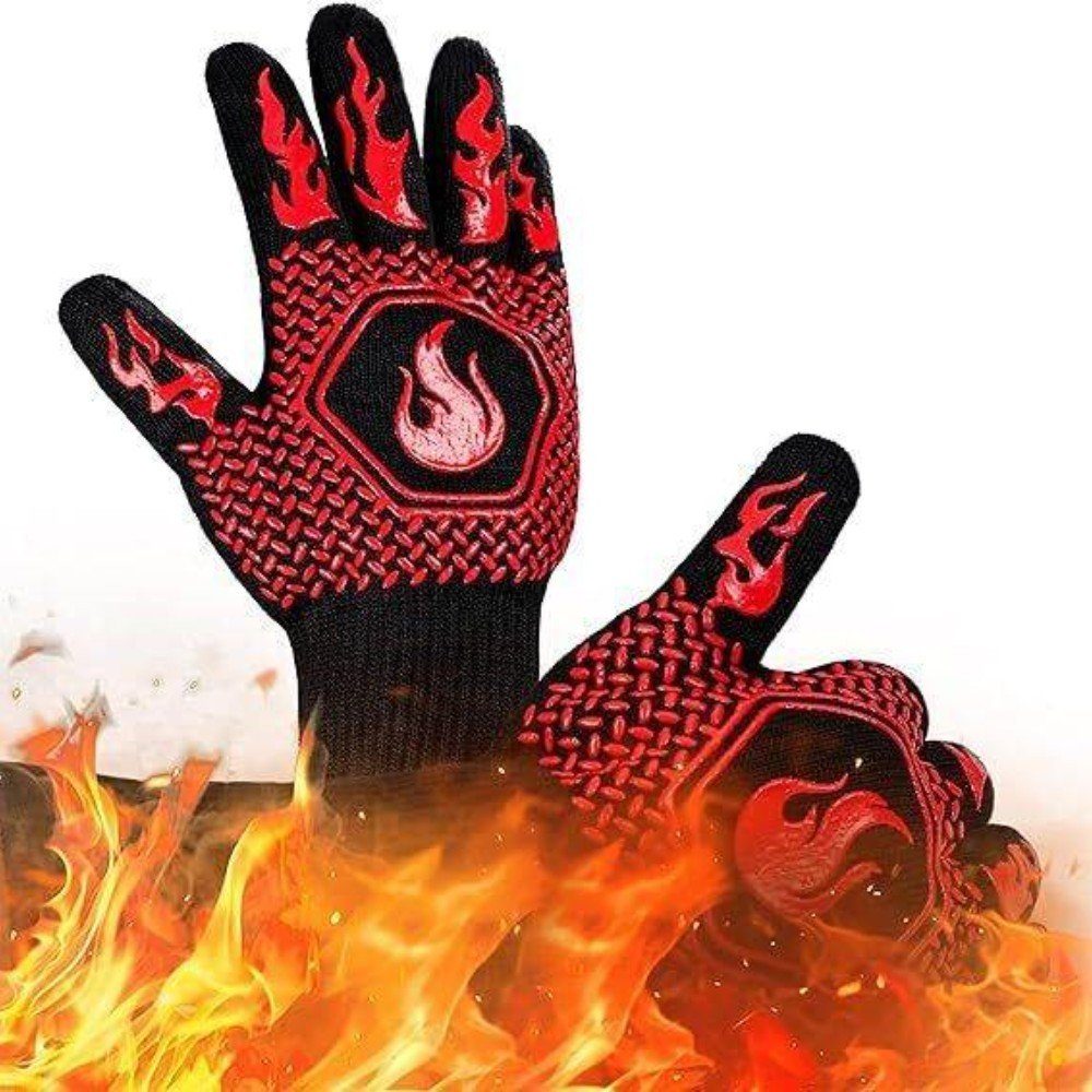 MDHAND Hitzeschutzhandschuhe Rutschfeste Handschuhe Silikonhandschuhe Feuerfeste Schnittfeste rosa Barbecue