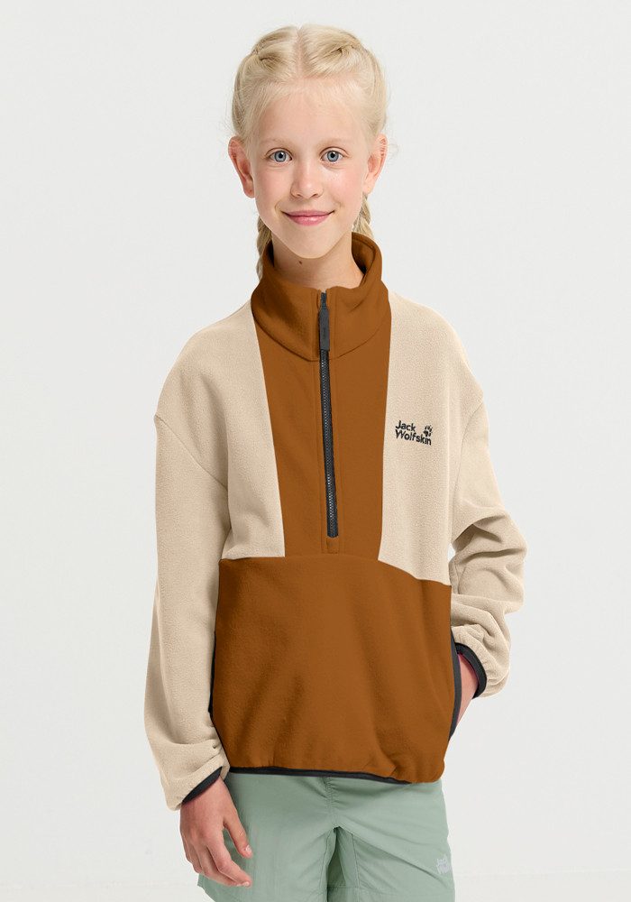 Jack Wolfskin Stehkragenpullover COLORBLOCK TAUNUS HZ K Kinder-Fleecepullover, Colorblocking-Look, Halfzip-Reißverschluss – Bild 4 von 5