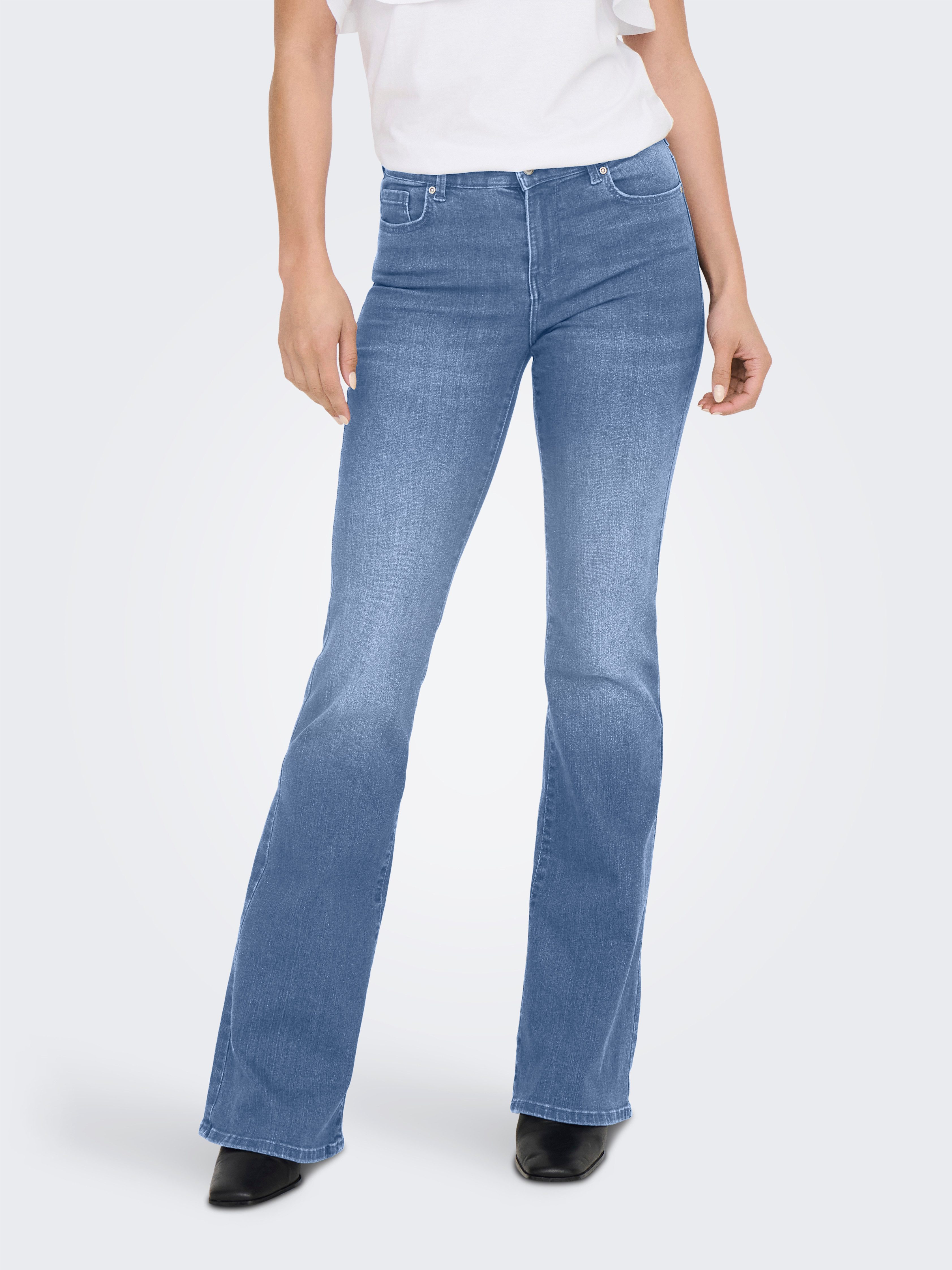 ONLY Bootcut-Jeans ONLLUSH MW RETRO FLARED DNM Materialmix, bootcut fit, Re günstig online kaufen