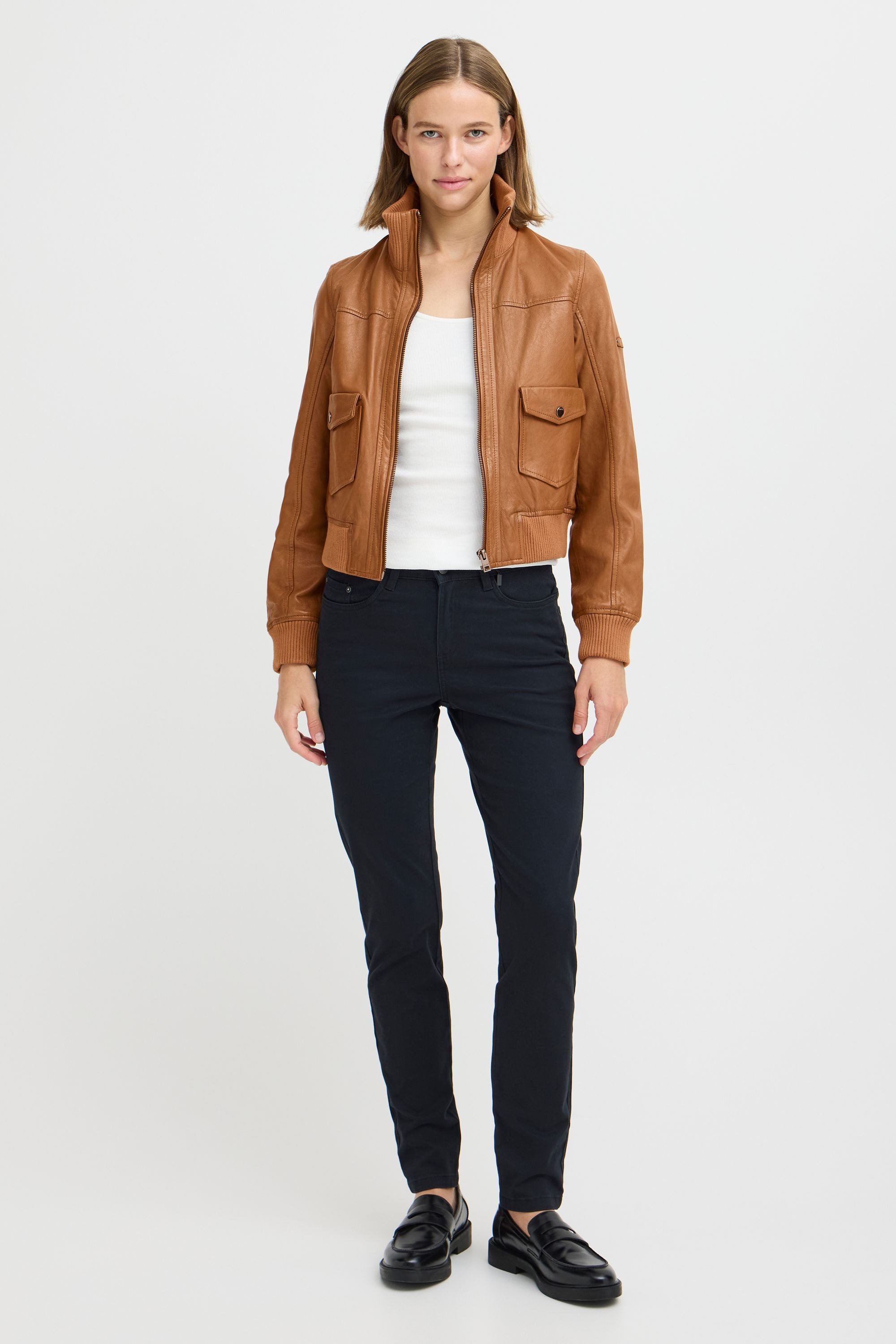 OXMO Lederjacke OXDenny Modische Echtlederjacke im Piloten-Stil