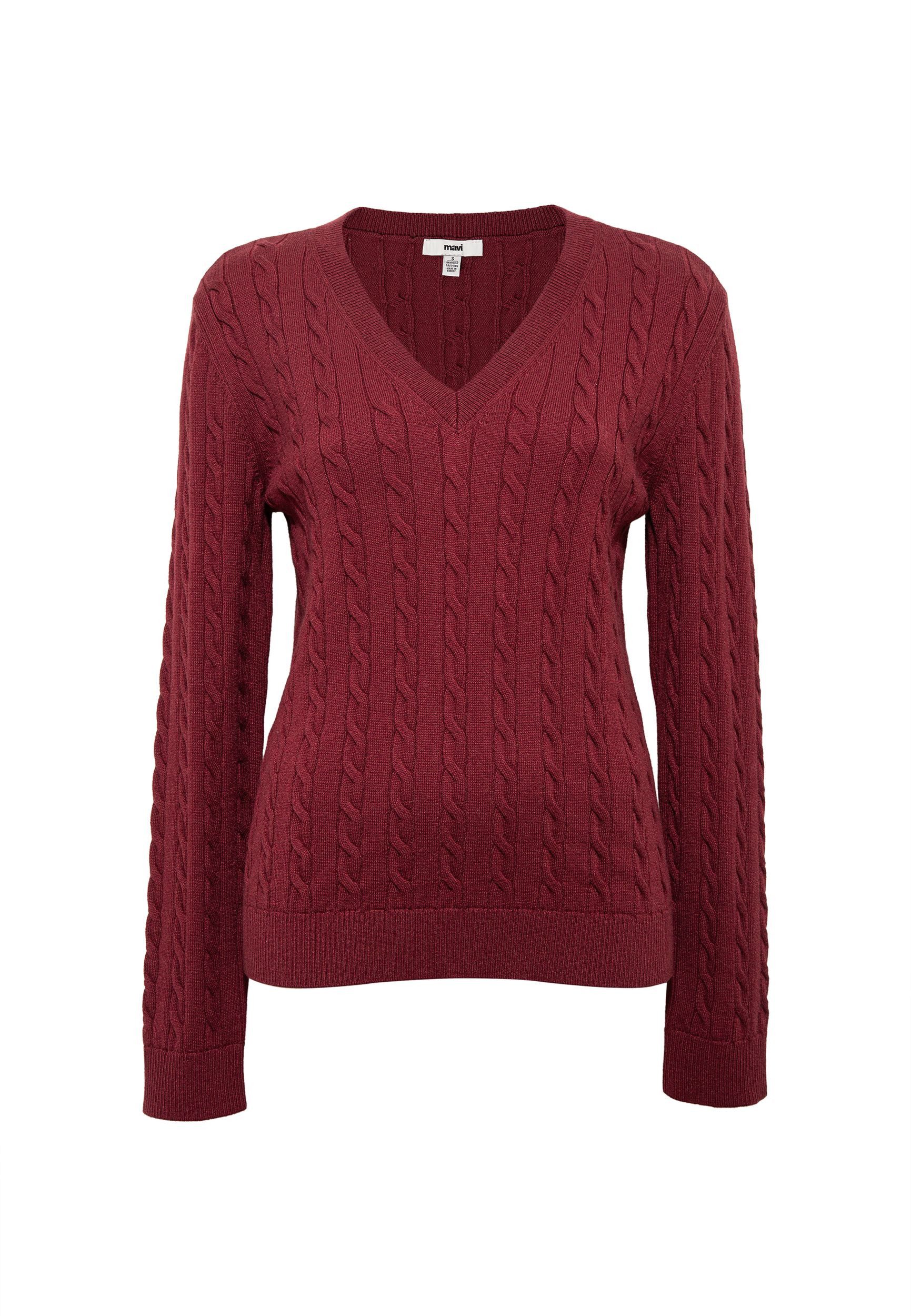 Mavi Strickpullover Eleganter Zopfstrick mit zeitlosem Design (1-tlg) V-NEC günstig online kaufen
