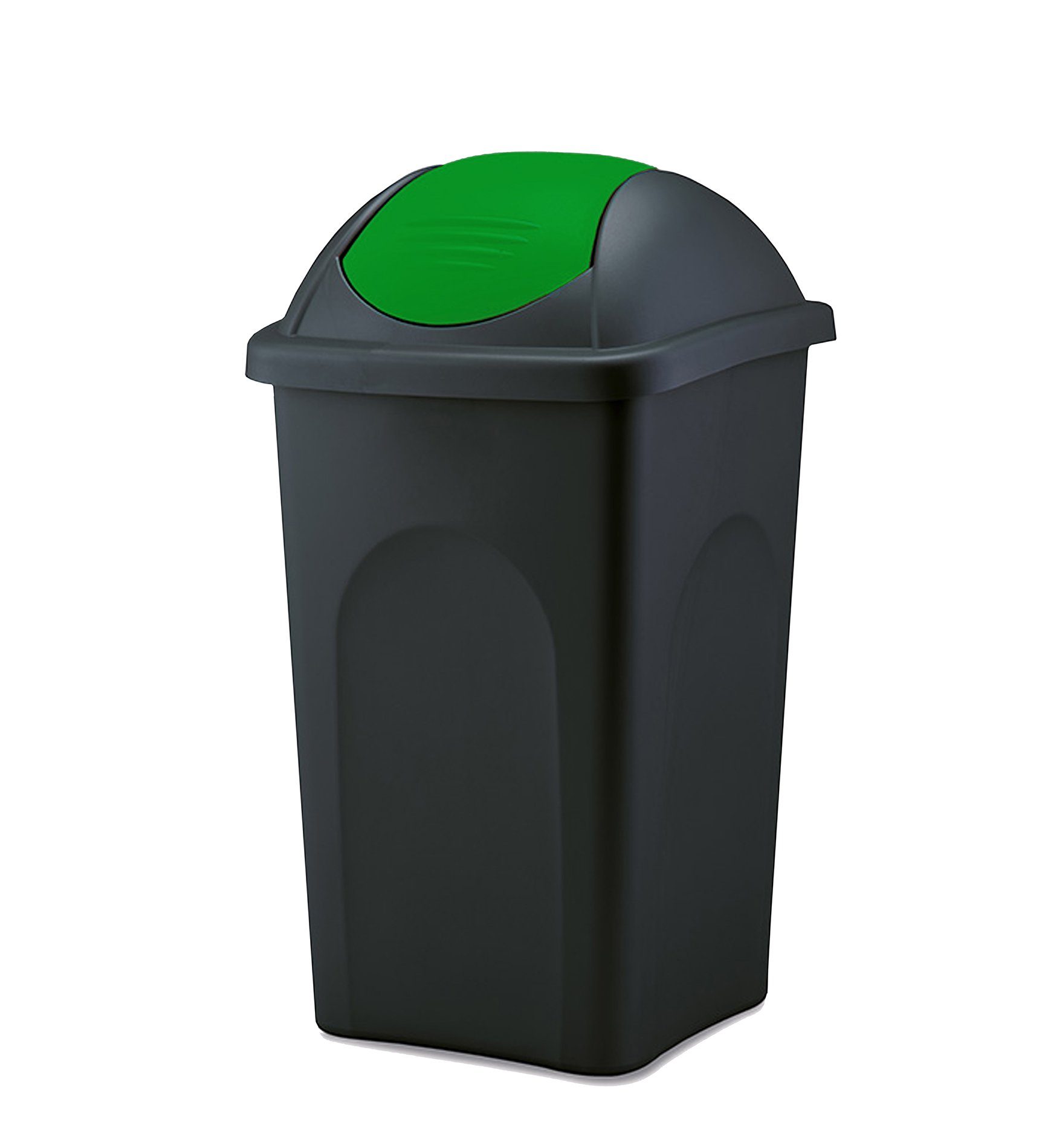 BigDean Mülleimer 60 L XL schwarz Grün Schwingdeckel Müllsammler Abfalleimer Mülltonn, XL Mülleimer, Schwingdeckel, 60L, Dezente Optik