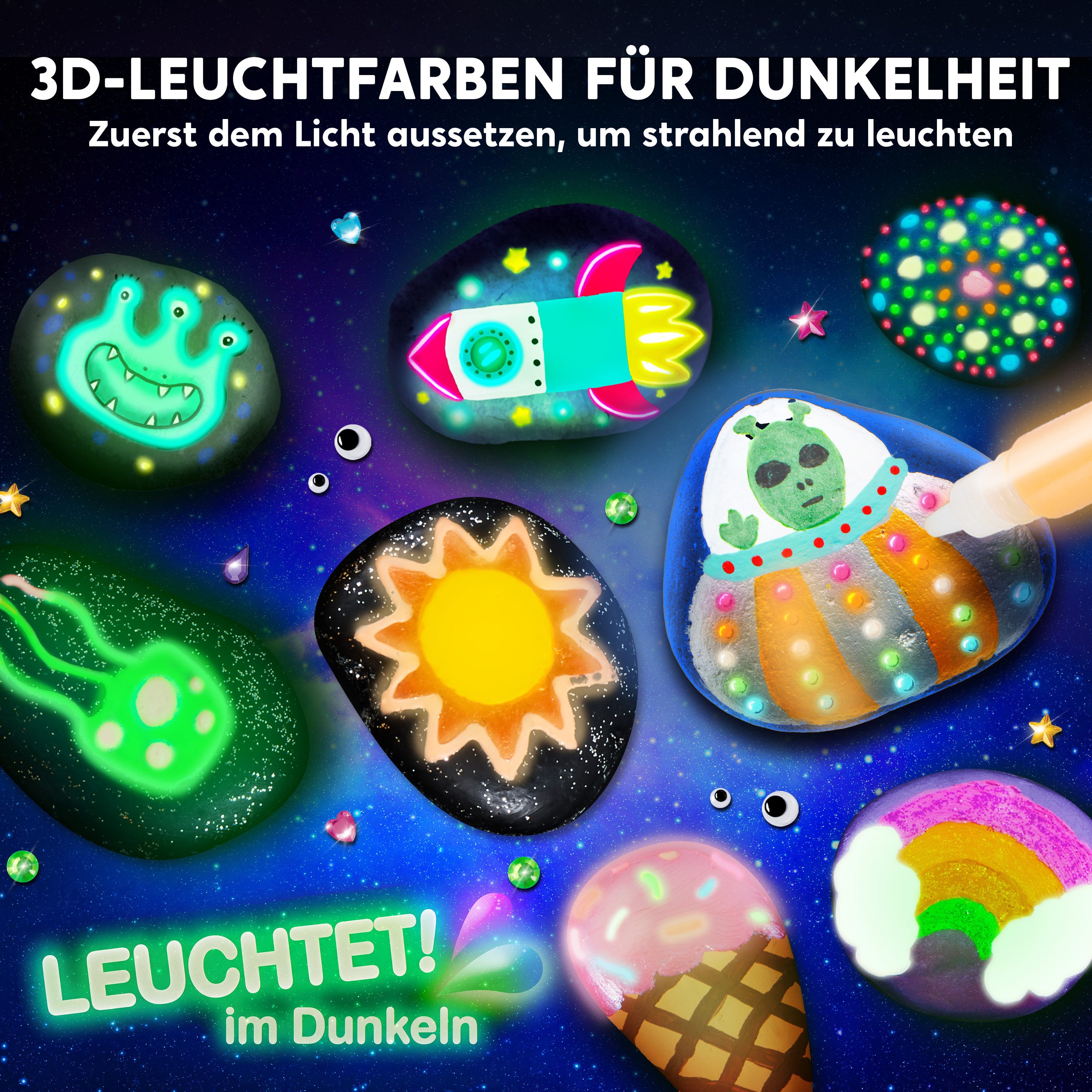 JOYIN Kreativset JOYIN Steine Bemalen Set Bastelset Kinder ab 6-12Jahre