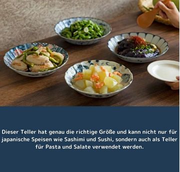 Minoru Touki Sushiteller Made in Japan Japanische 3x Kelamiktiefteller für Sushi, Pasta, Salat