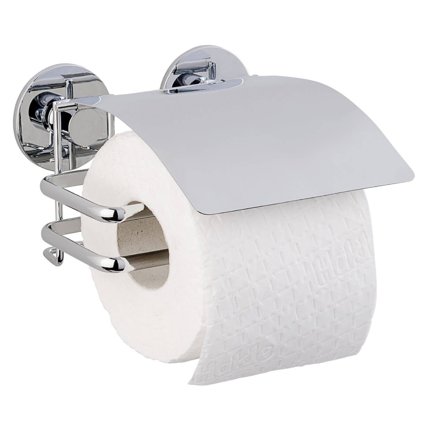 WENKO Toilettenpapierhalter Toiletten Papier Rollen Deckel Wand Halter Edelstahl ohne Bohren
