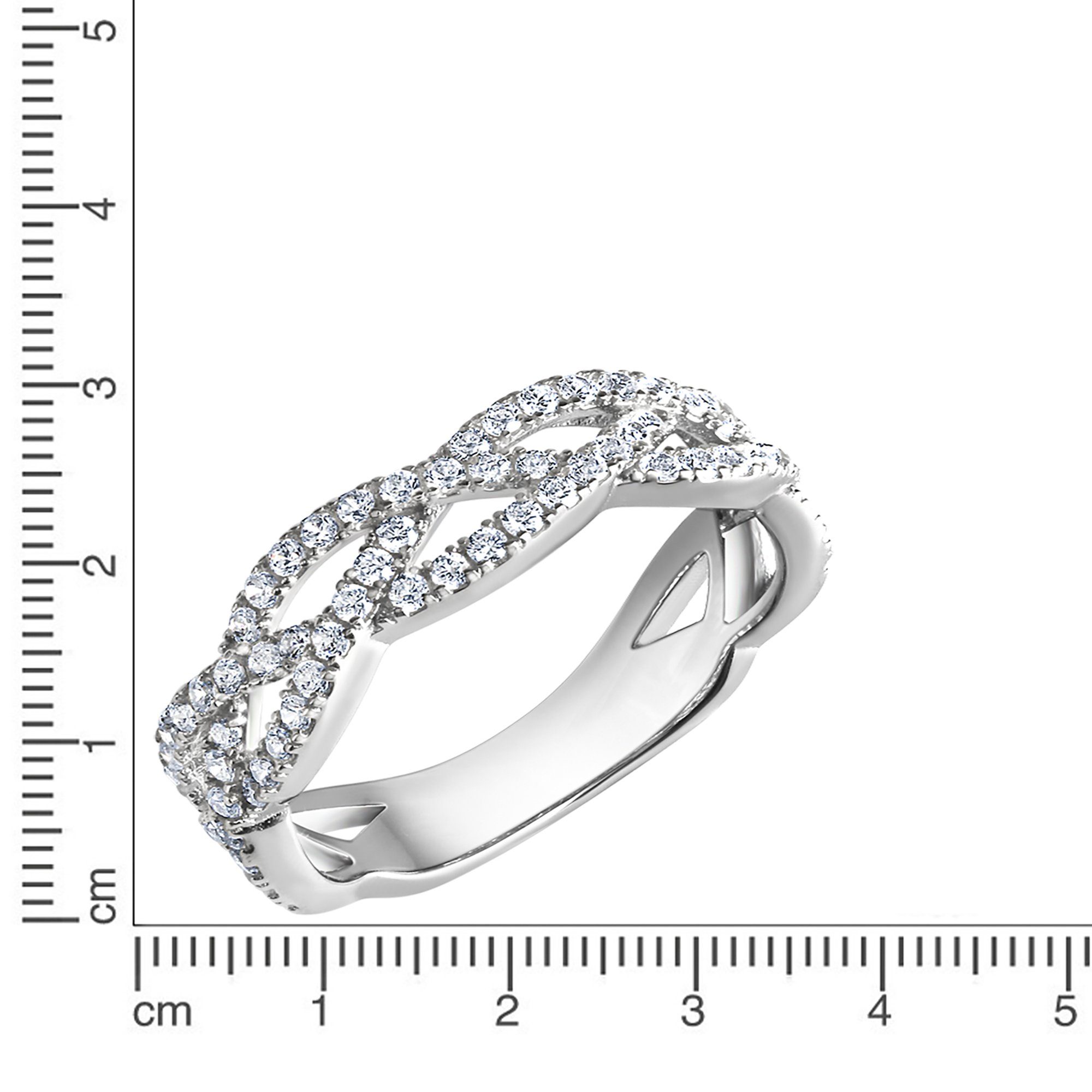 Zeeme Fingerring Silber 925 rhodiniert mit Zirkonia weiß günstig online kaufen